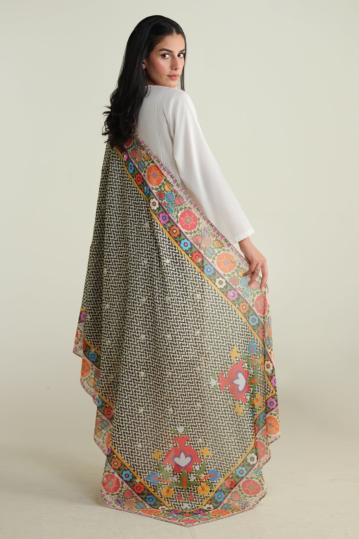 Printed & Embroidered Dupatta - E1730