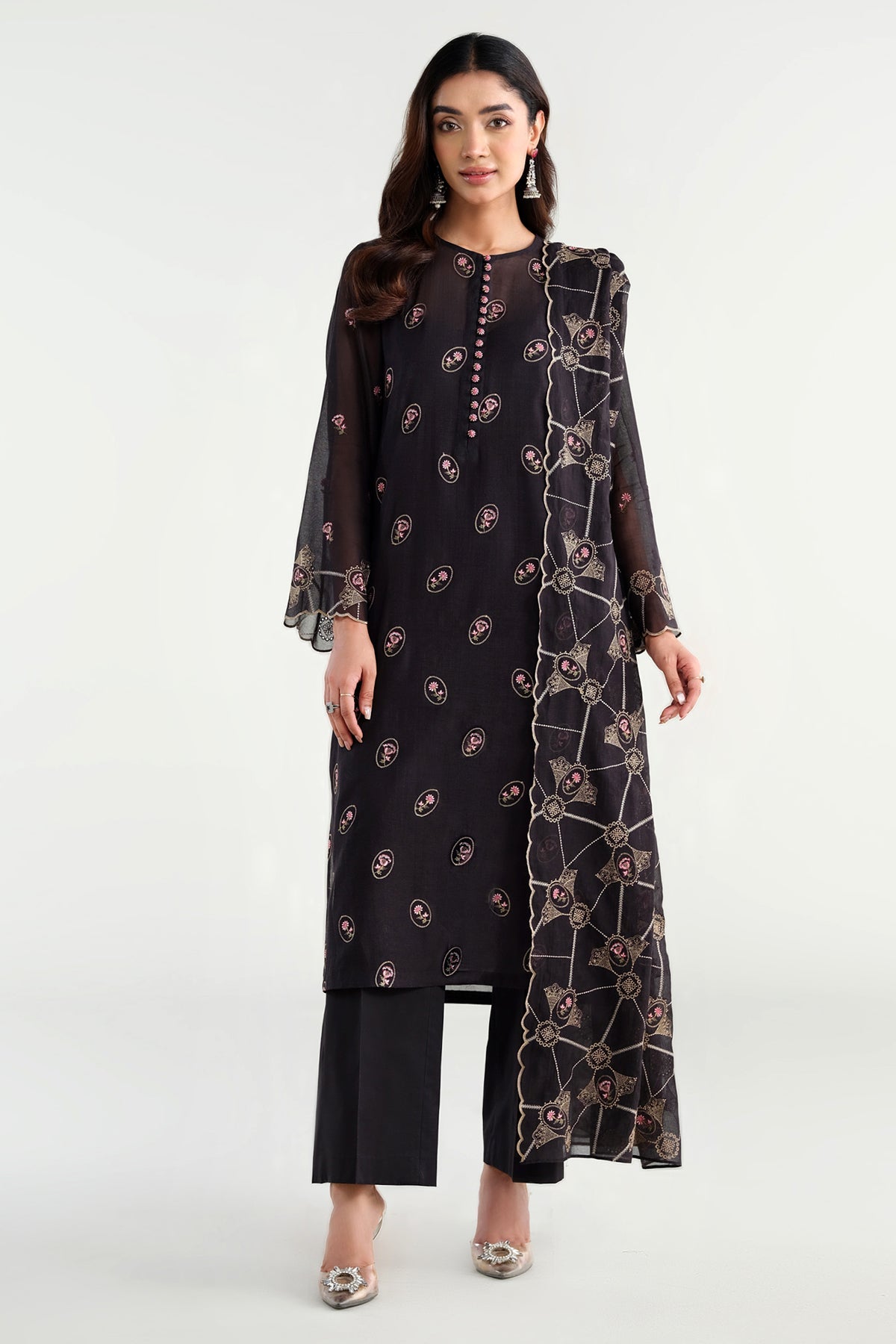 3 Piece - Embroidered Suit - E1735