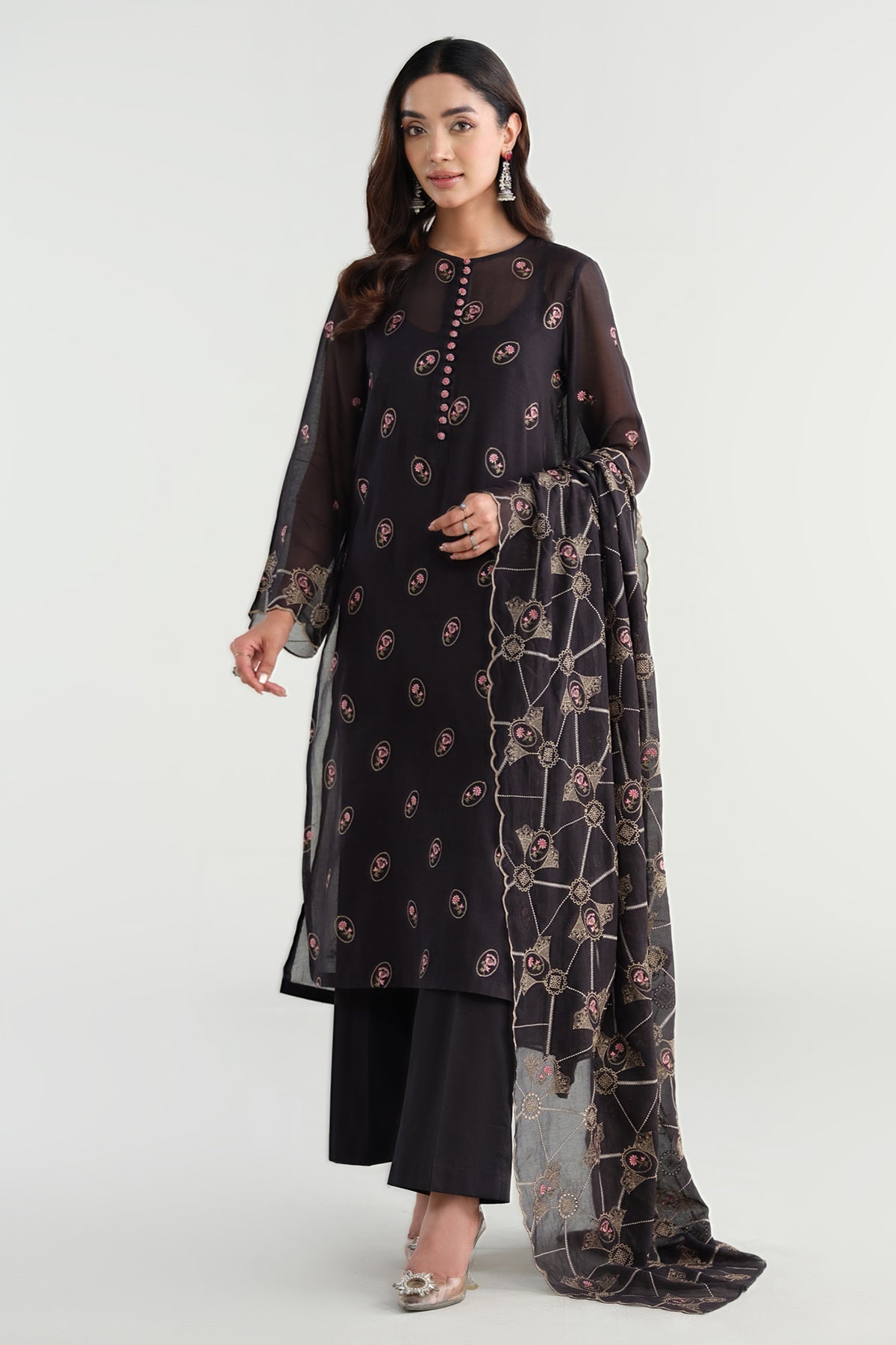 3 Piece - Embroidered Suit - E1735