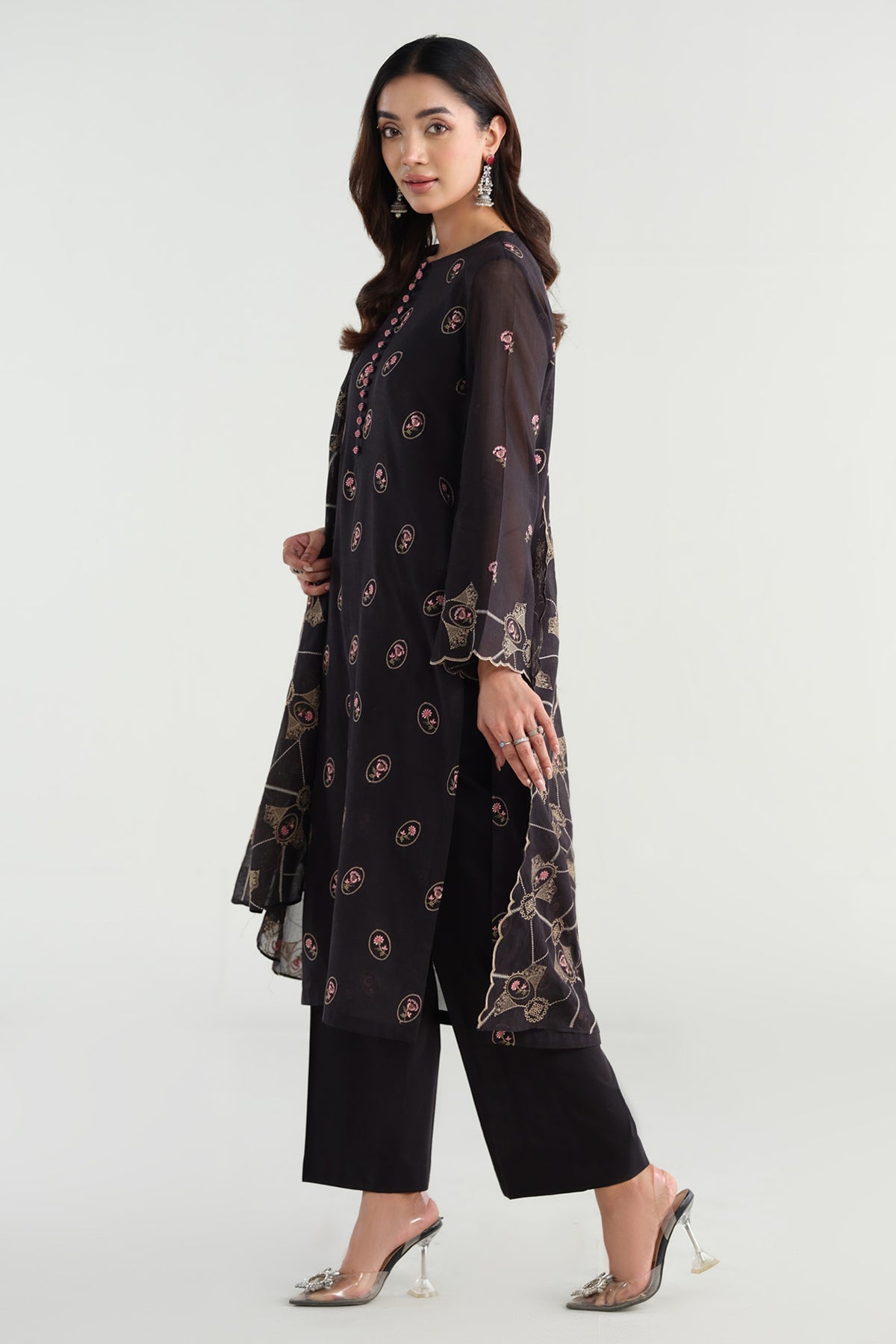 3 Piece - Embroidered Suit - E1735
