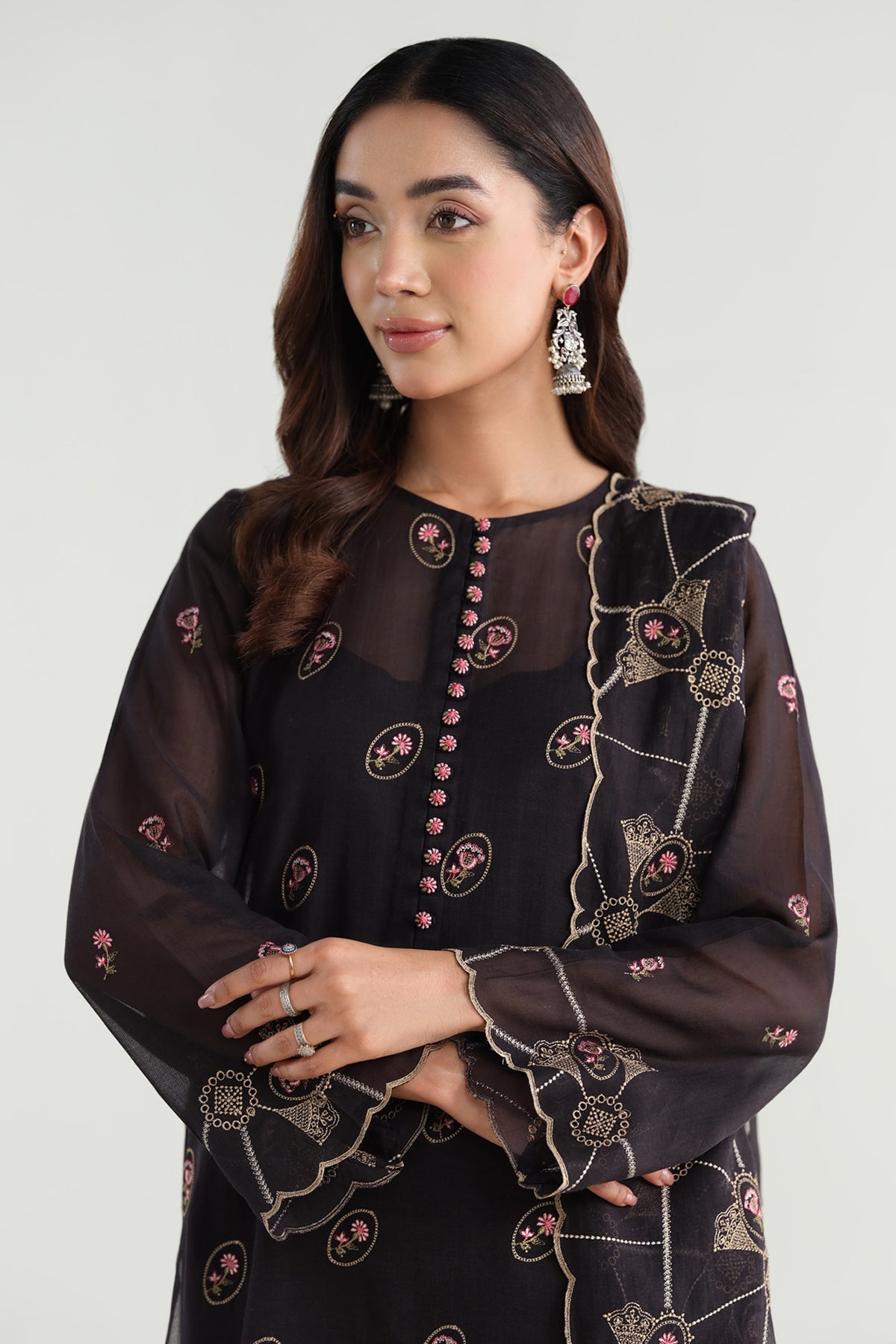 3 Piece - Embroidered Suit - E1735