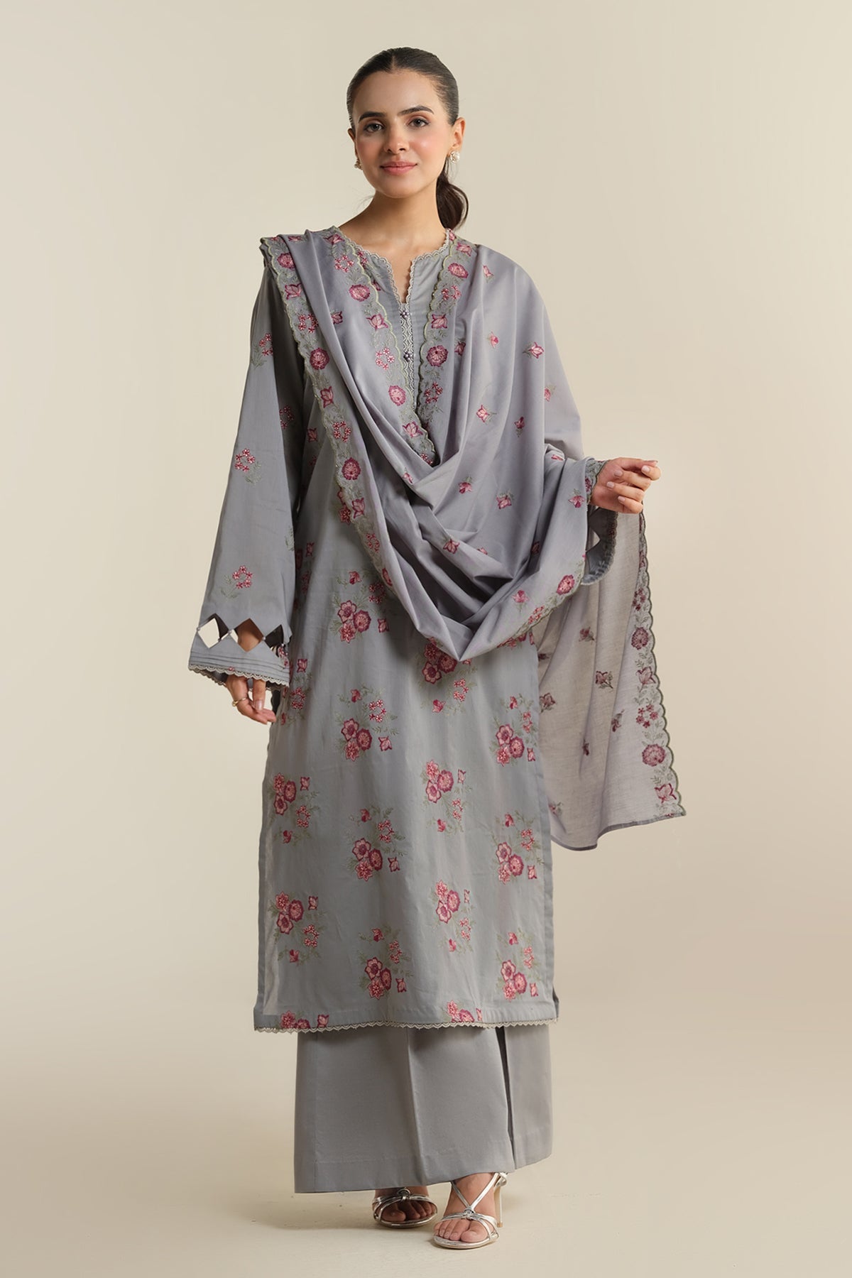 3 Piece - Embroidered Suit - E1921