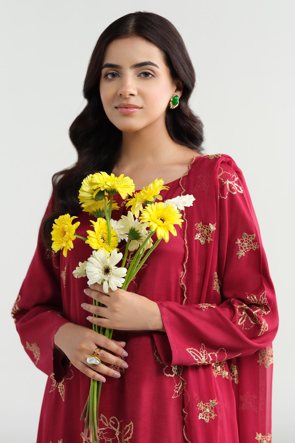 3 Piece - Embroidered Suit - KPS25-P3193
