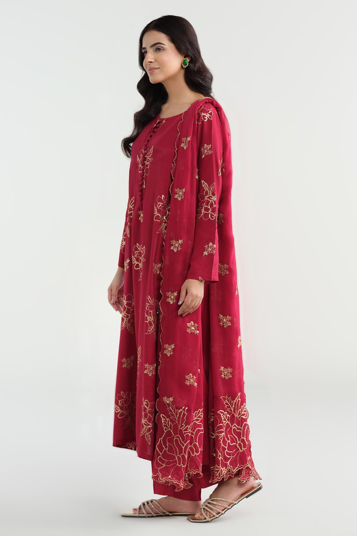 3 Piece - Embroidered Suit - KPS25-P3193