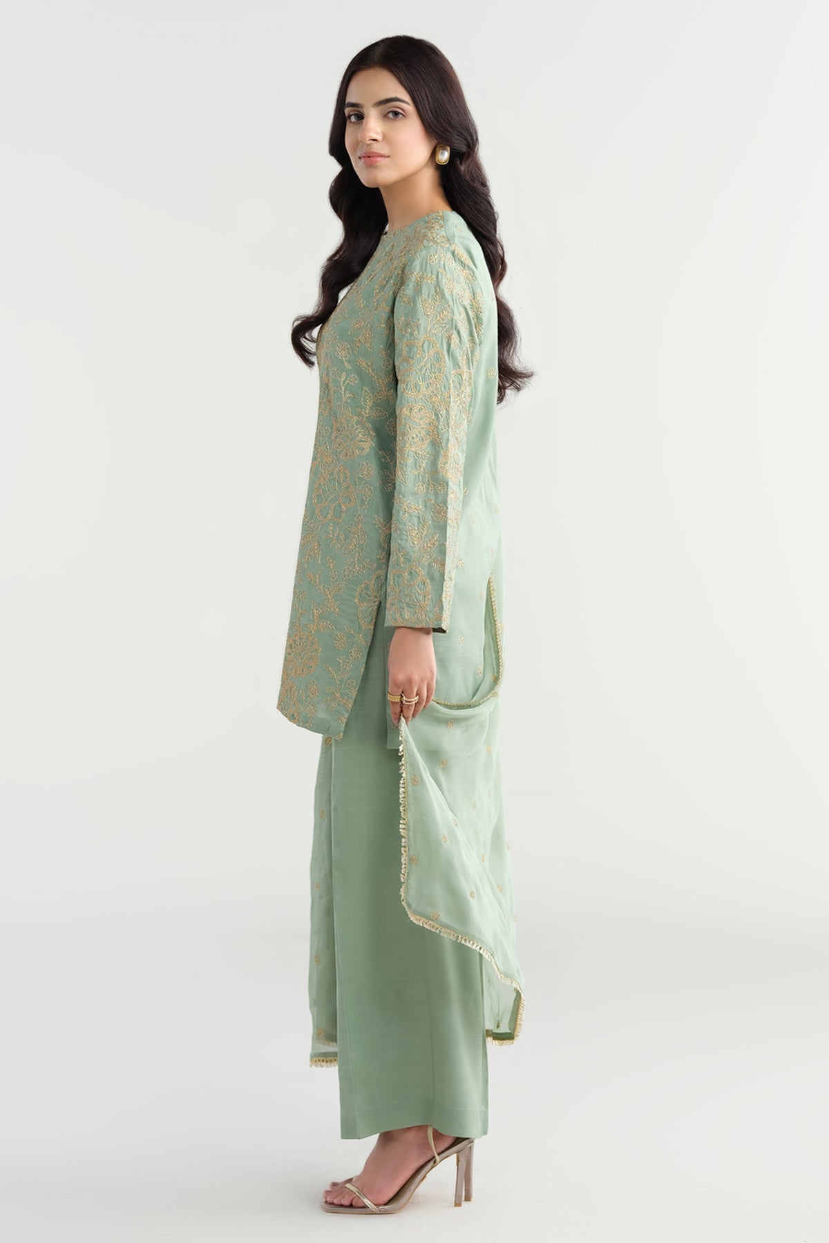 3 Piece - Embroidered Suit - KPS25-P3196
