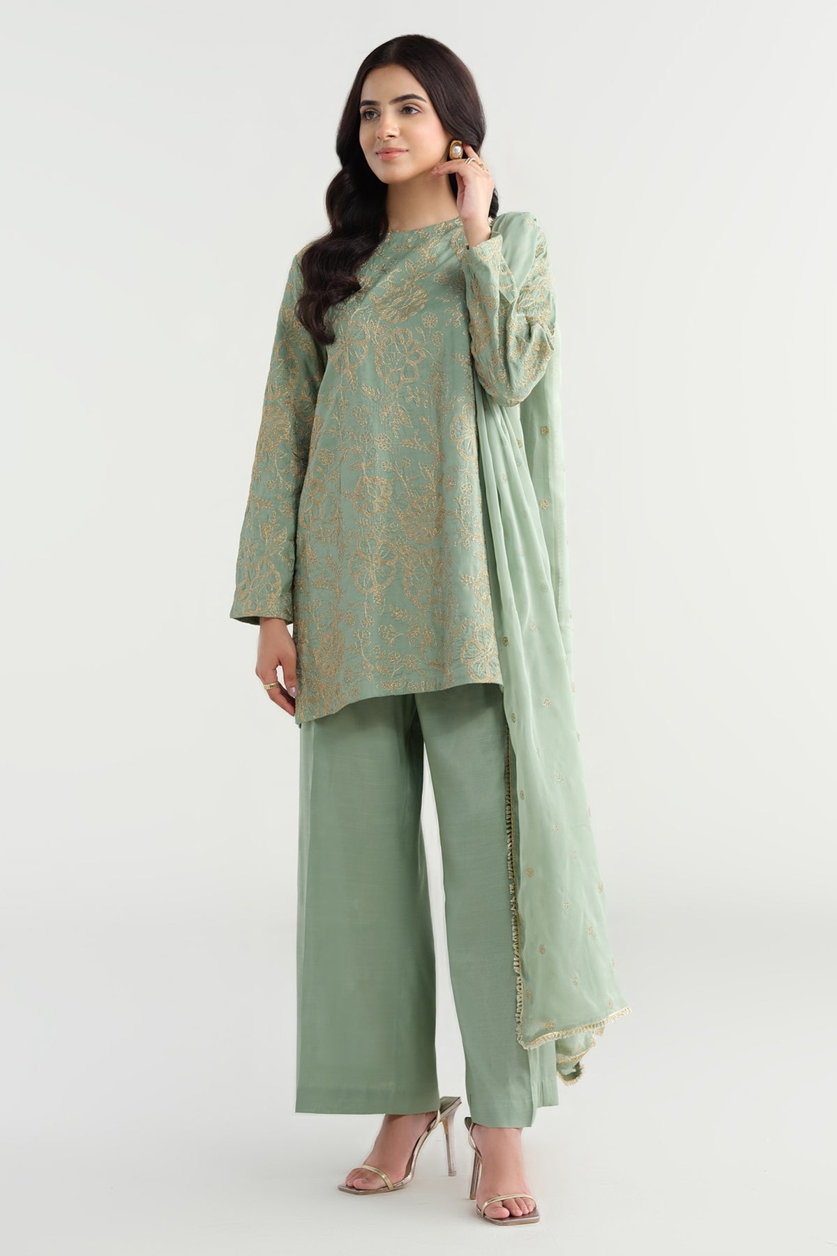 3 Piece - Embroidered Suit - KPS25-P3196