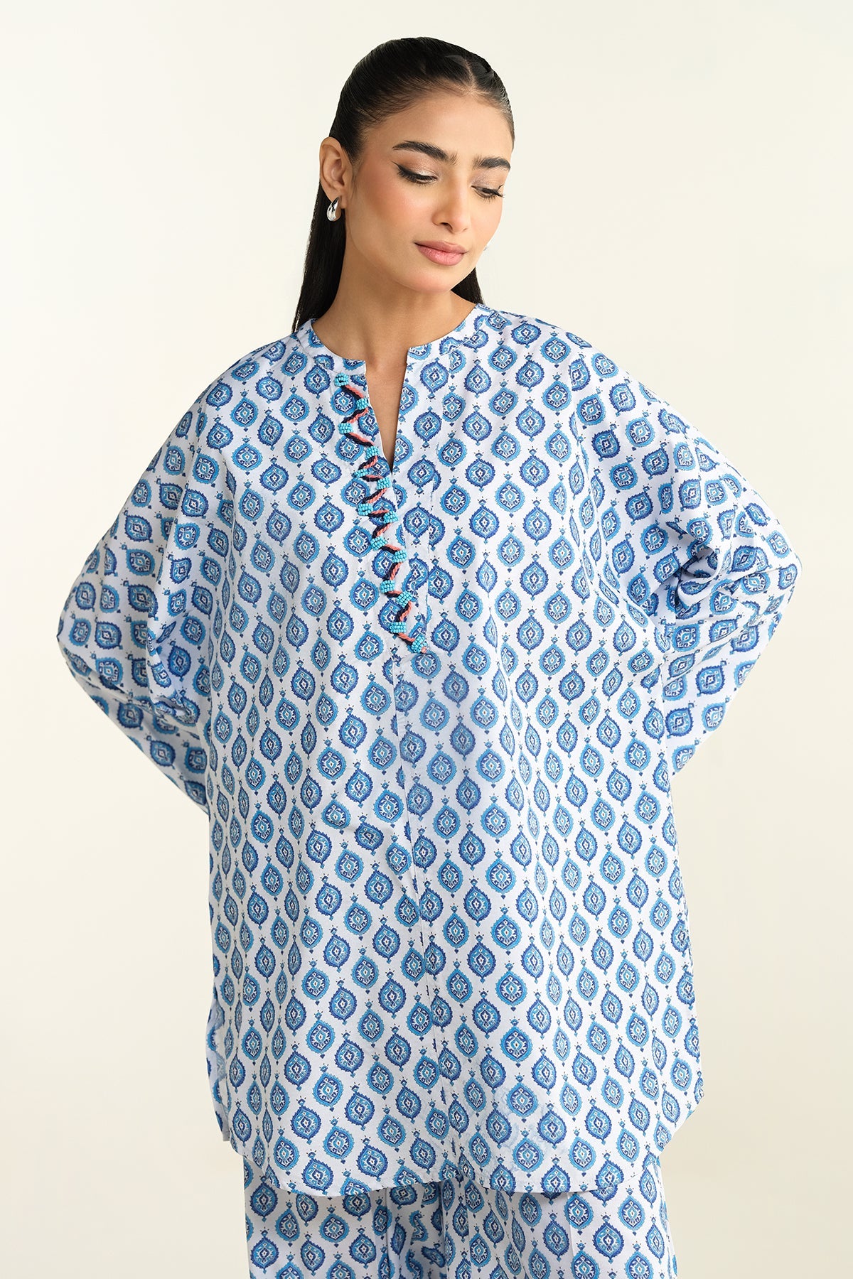 2 Piece-Printed & Embellished Suit-KPS25-P3438