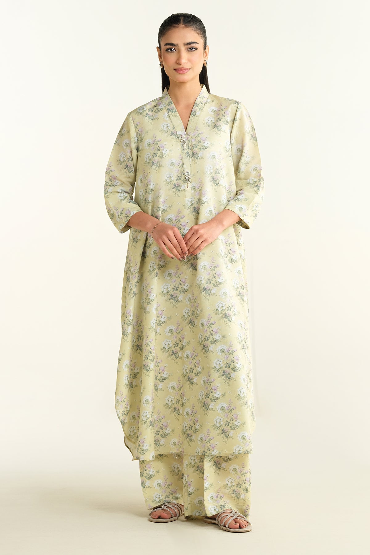 2 Piece - Printed & Embellished Suit - KPS25-P3450