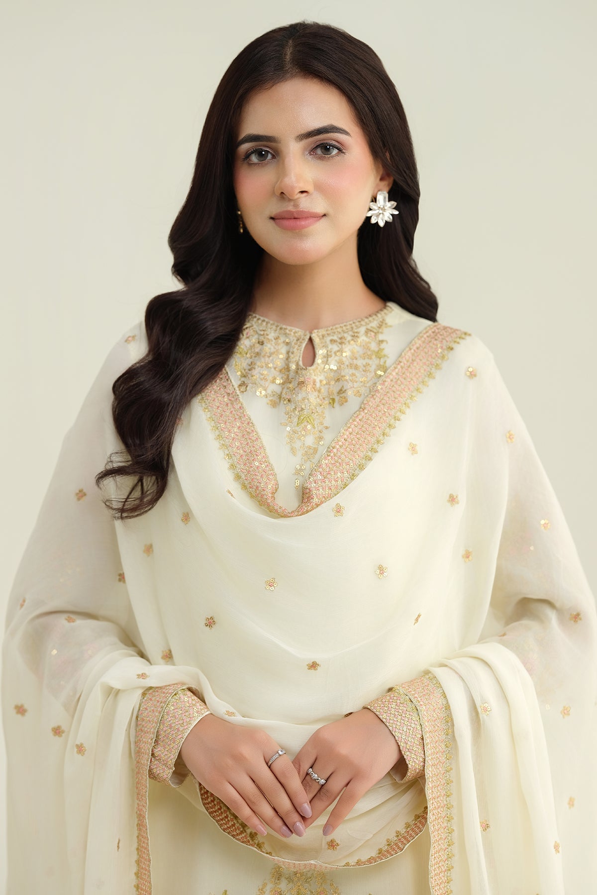 3 Piece-Embroidered Suit-KPW24-P3077-77