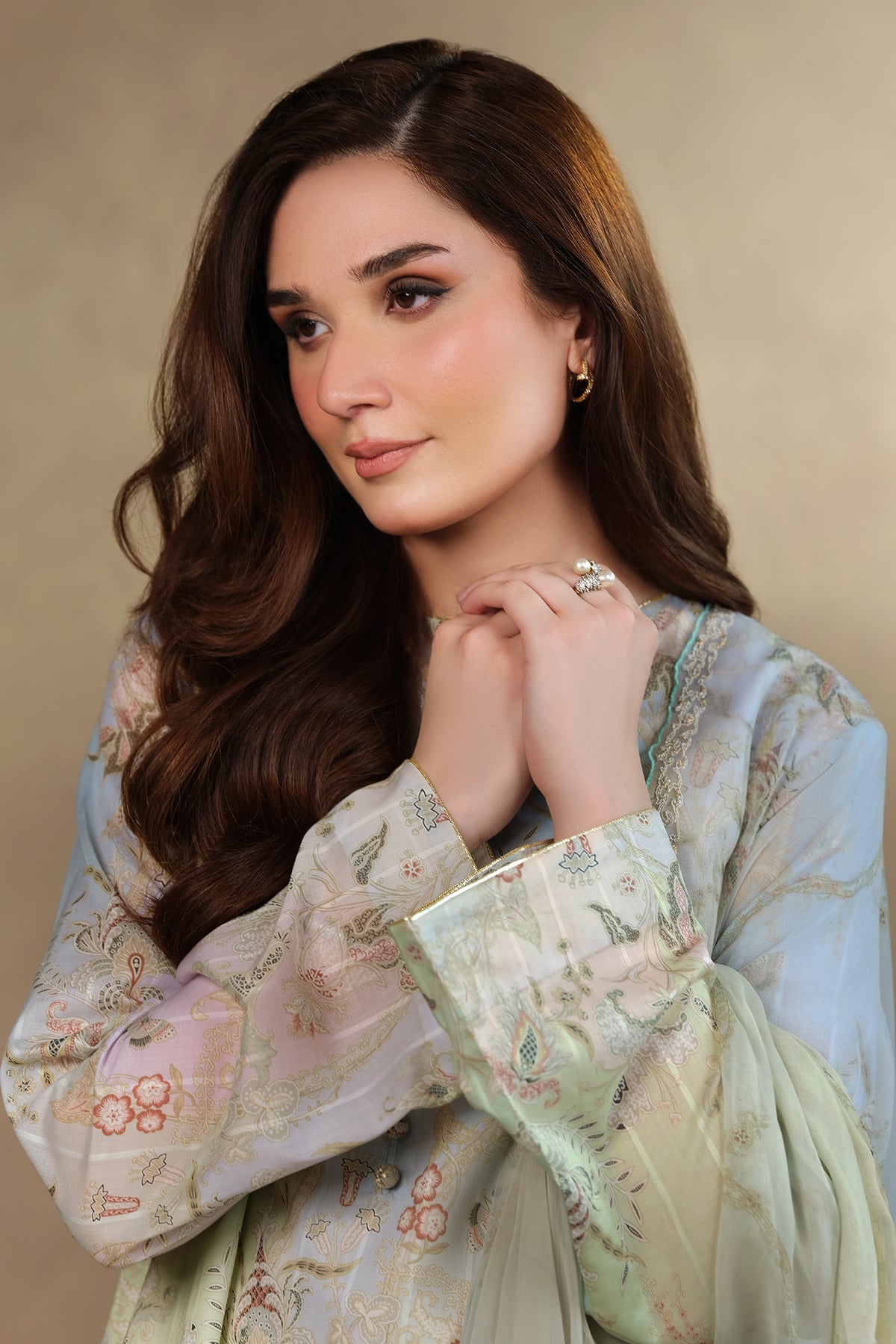 3 Piece - Digital Printed & Embroidered Suit - MC1820