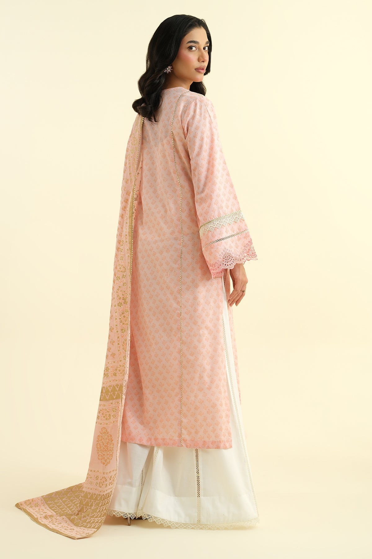 2 Piece - Printed Embroidered Suit - C6123