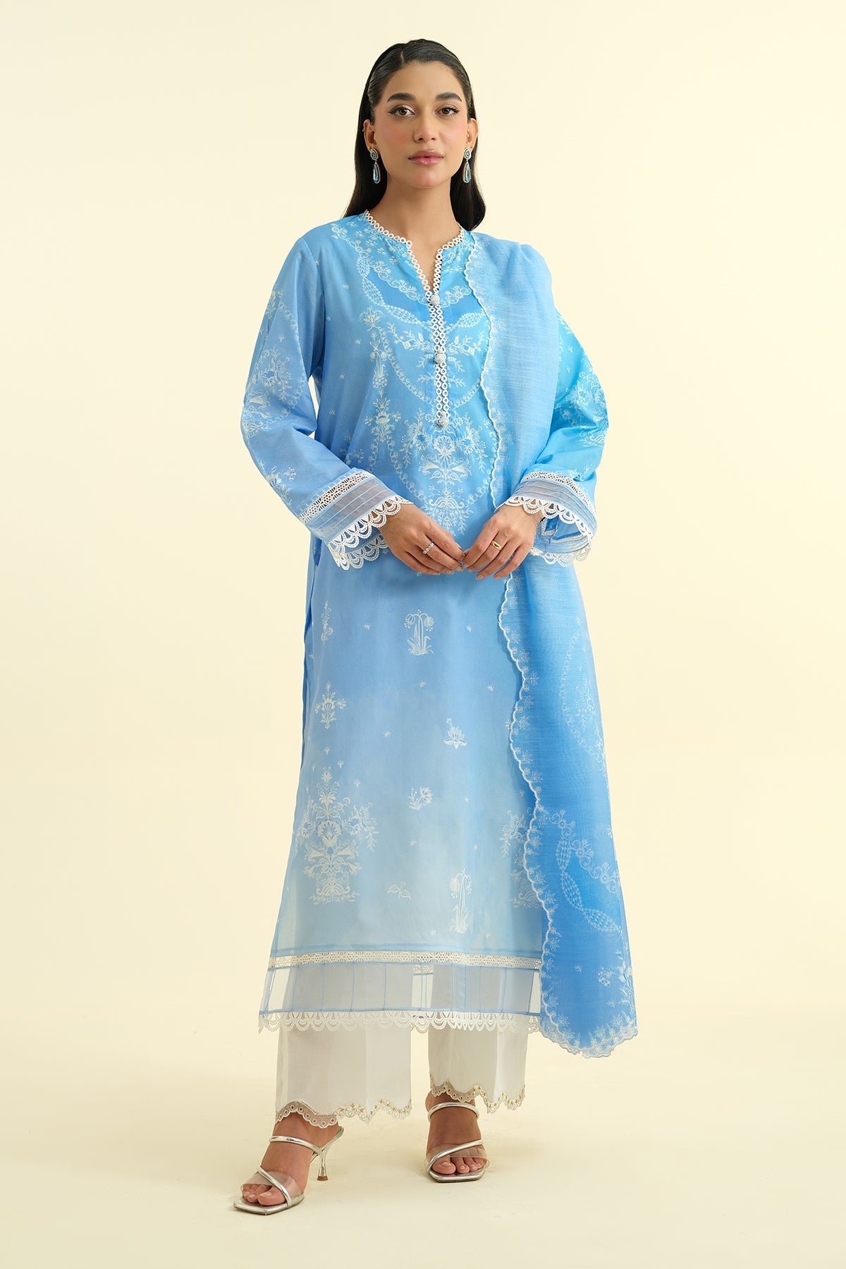 2 Piece - Printed & Embriodered Suit - C6201