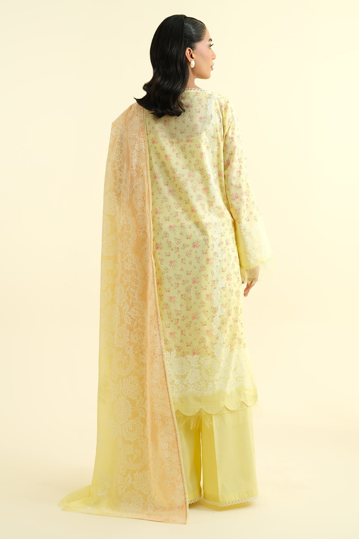 3 Piece - Printed Embroidered Suit - C6240