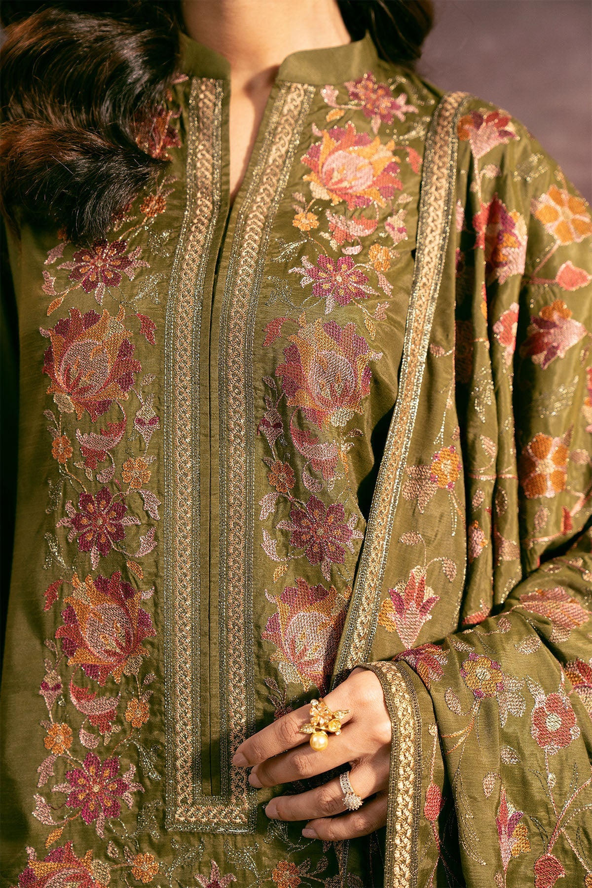 3 Piece Pk Raw Silk Suit - E1434