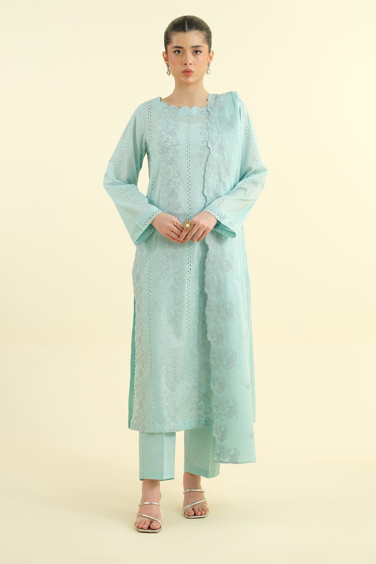 3 Piece - Embroidered Suit - E1618