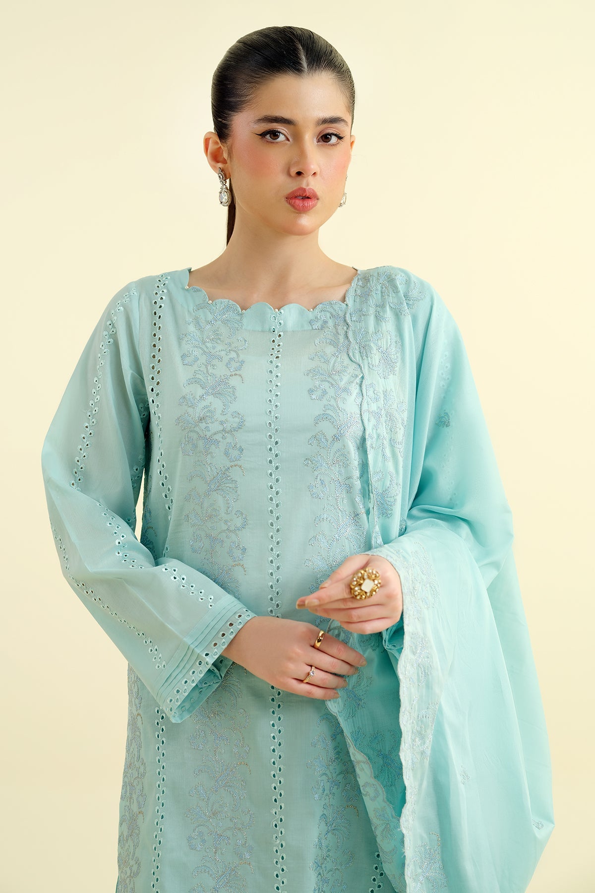 3 Piece - Embroidered Suit - E1618