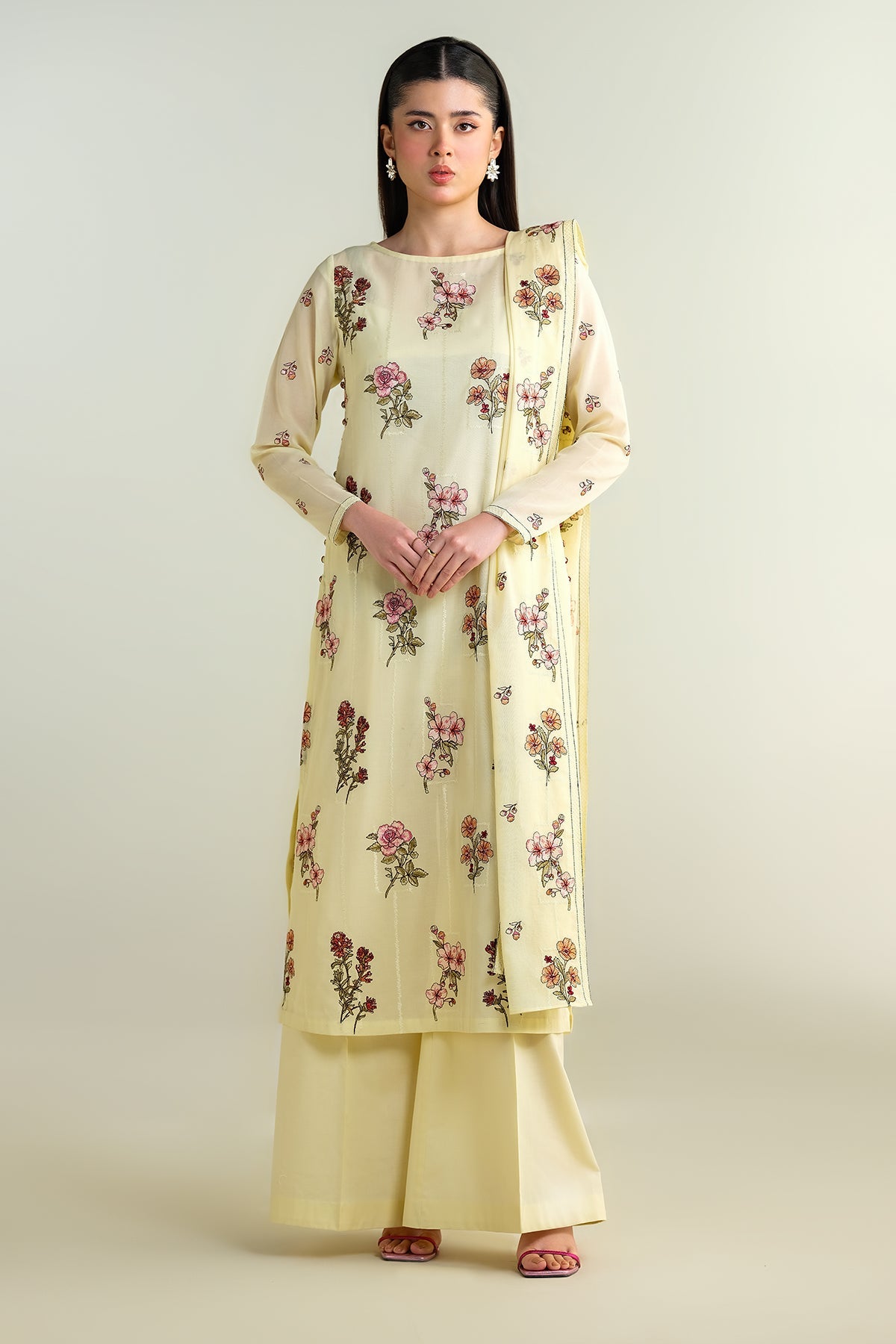 3 Piece - Embroidered Suit - E1620