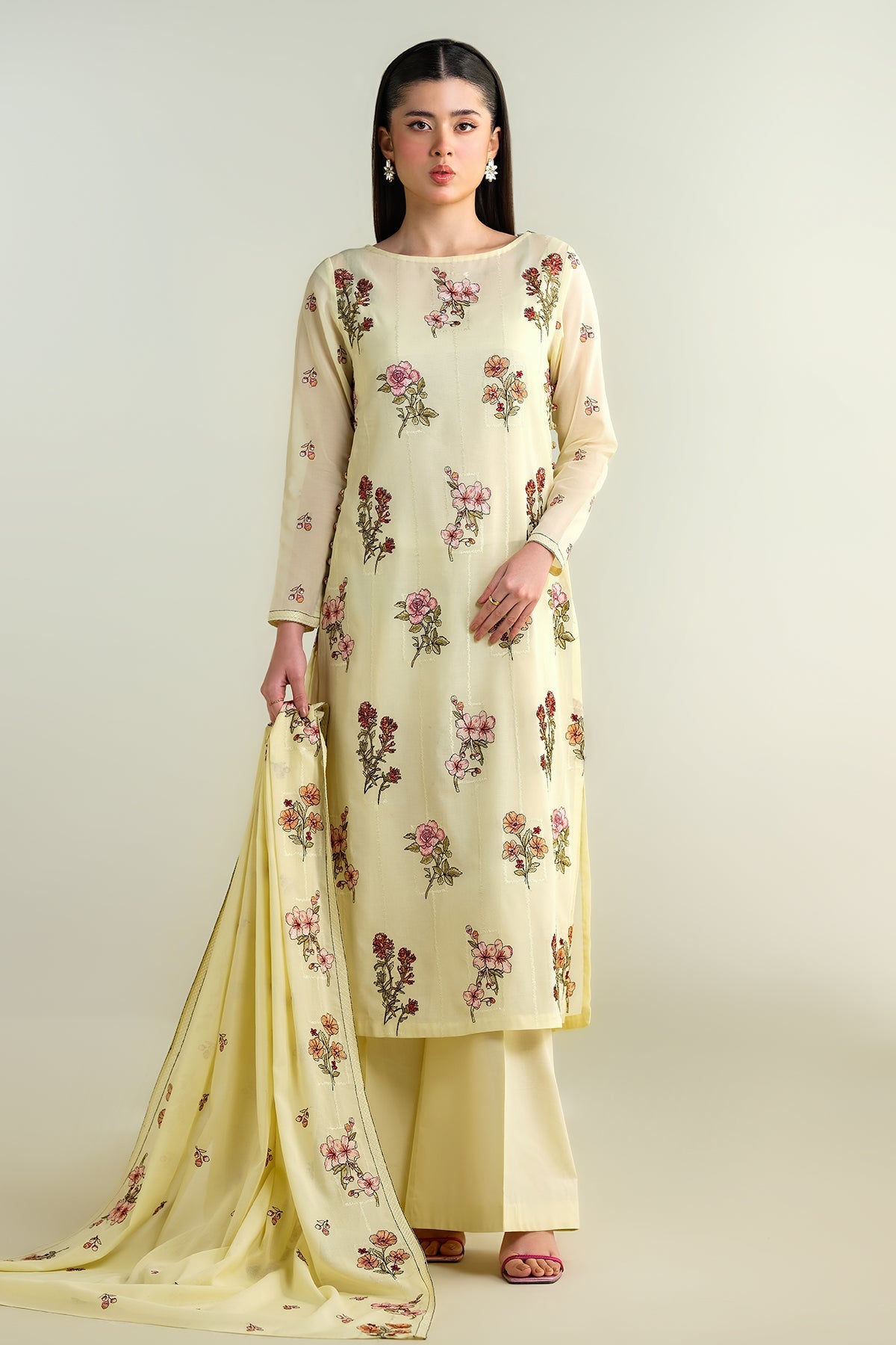 3 Piece - Embroidered Suit - E1620