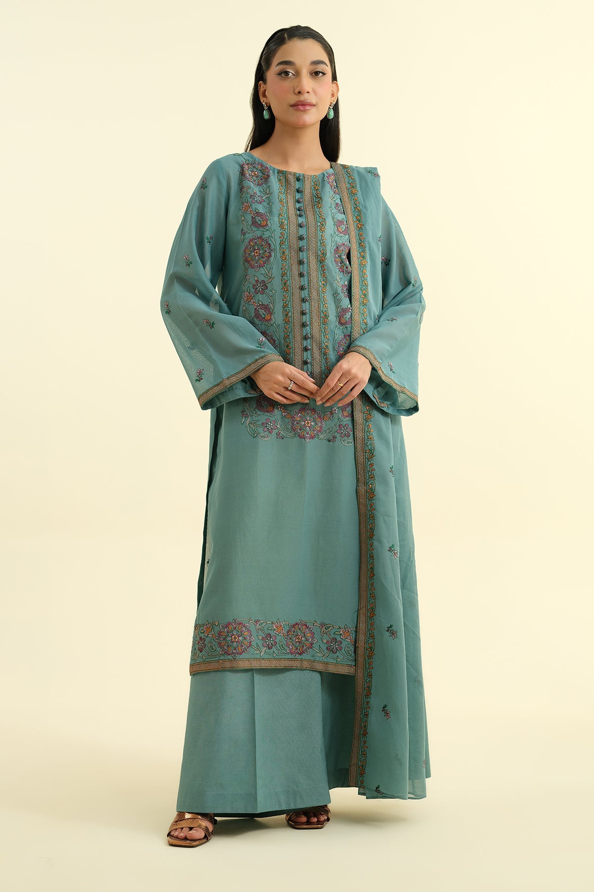 3 Piece - Embroidered Suit - E1624