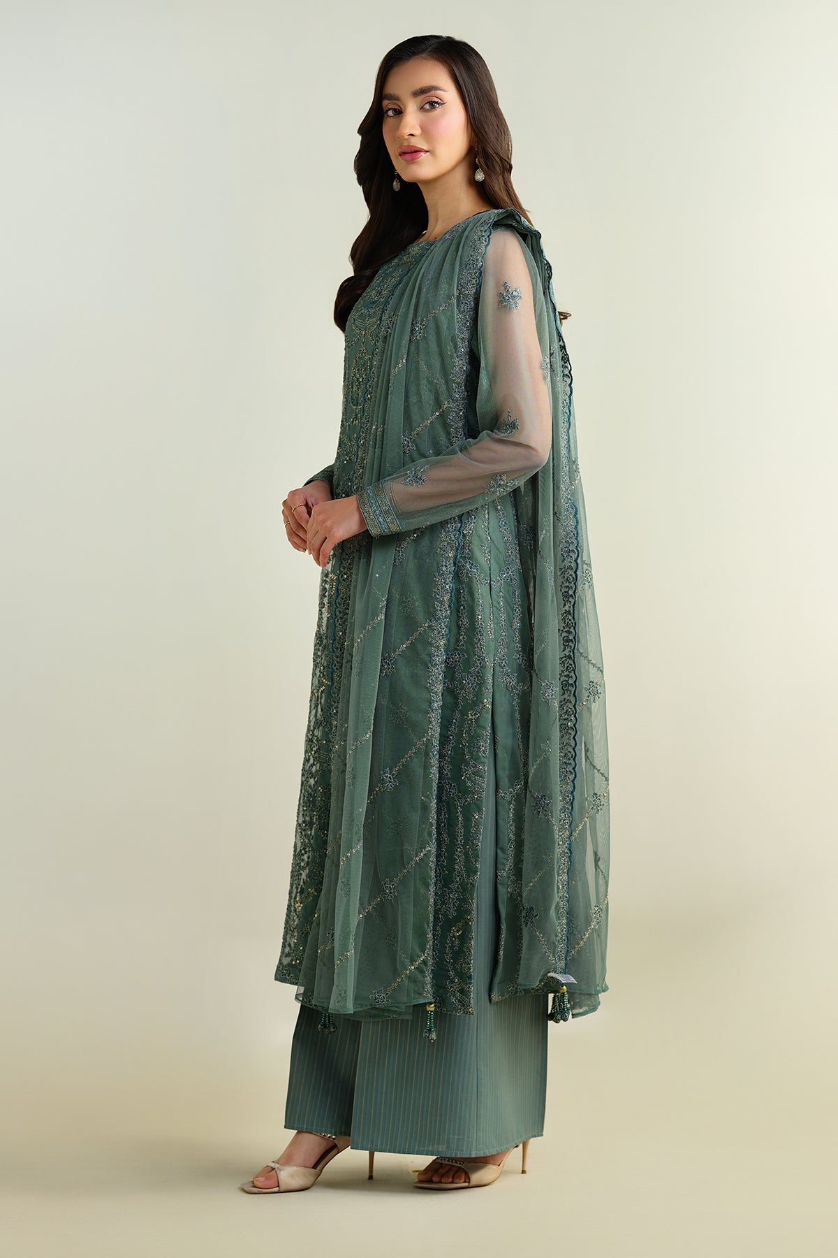 4 Piece - Embroidered Suit - E1637