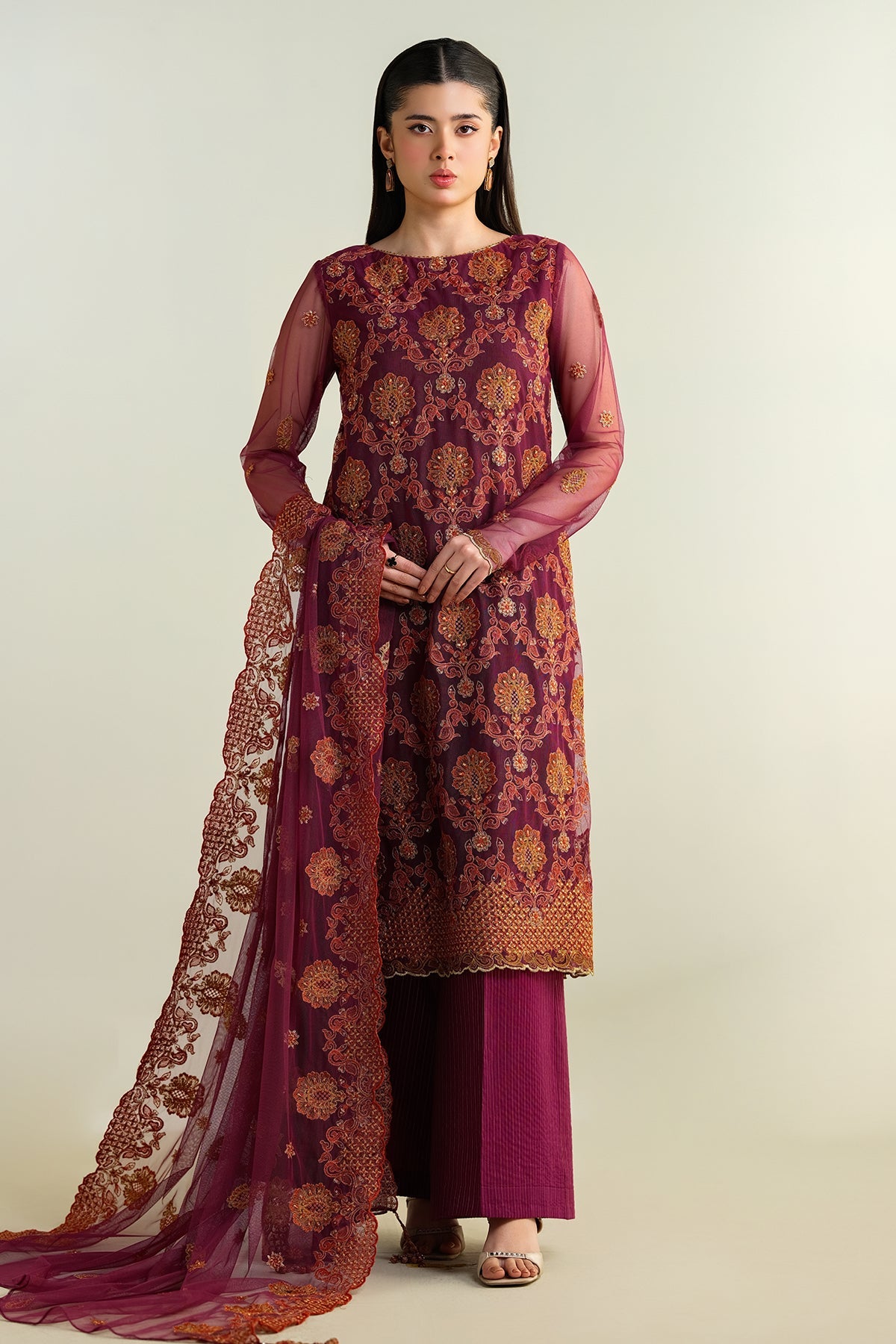 3 Piece - Embroidered Suit - E1639