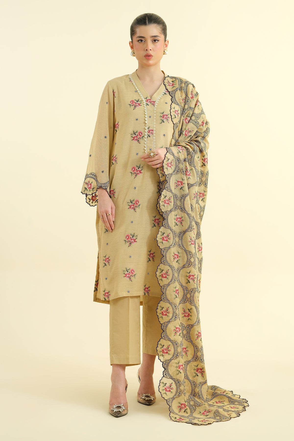 3 Piece - Embroidered Suit - E1644