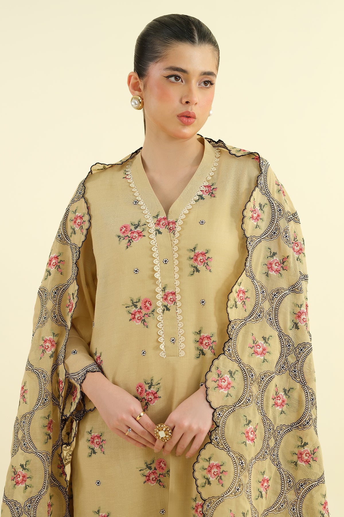 3 Piece - Embroidered Suit - E1644