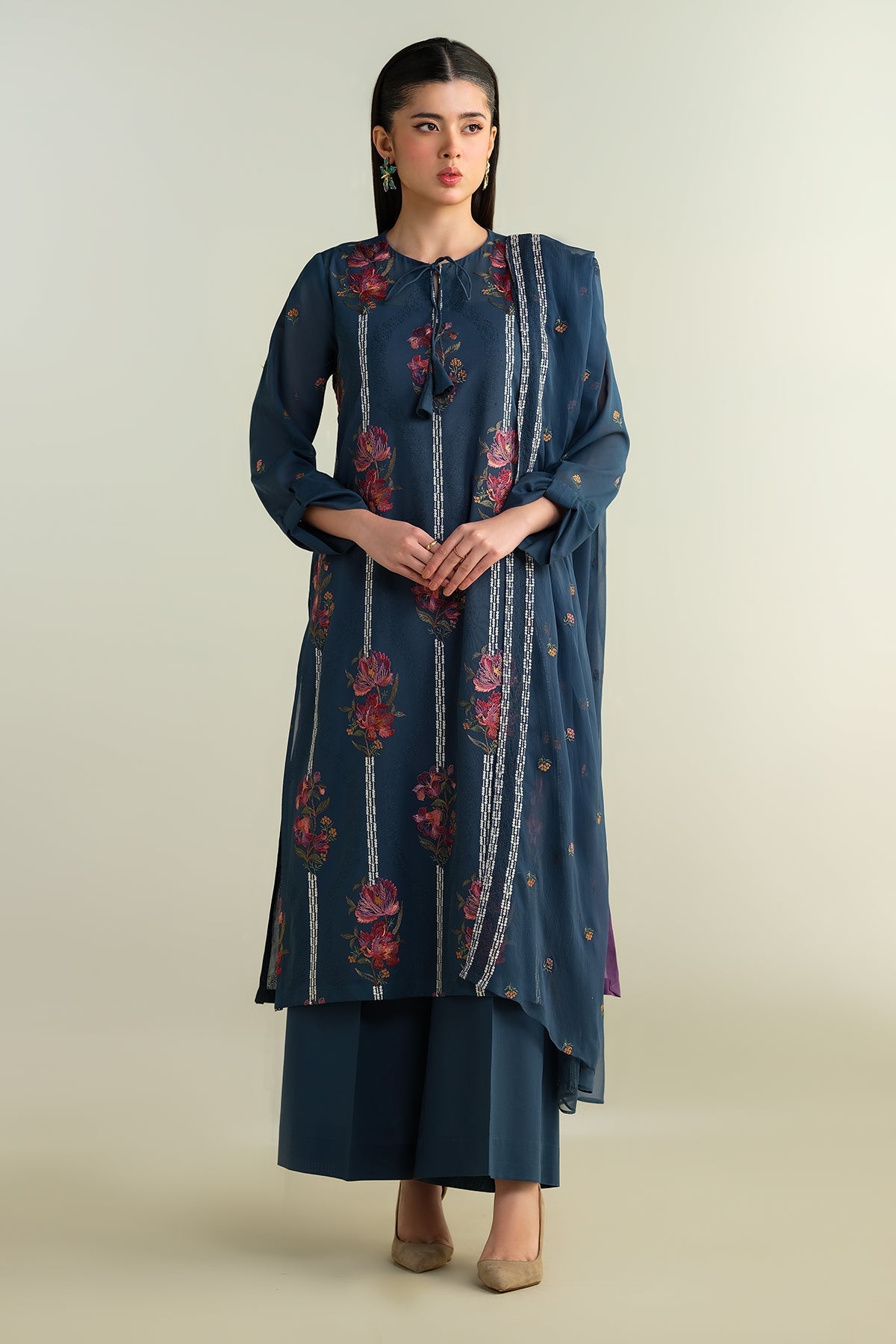 3 Piece - Embroidered Suit - E1657