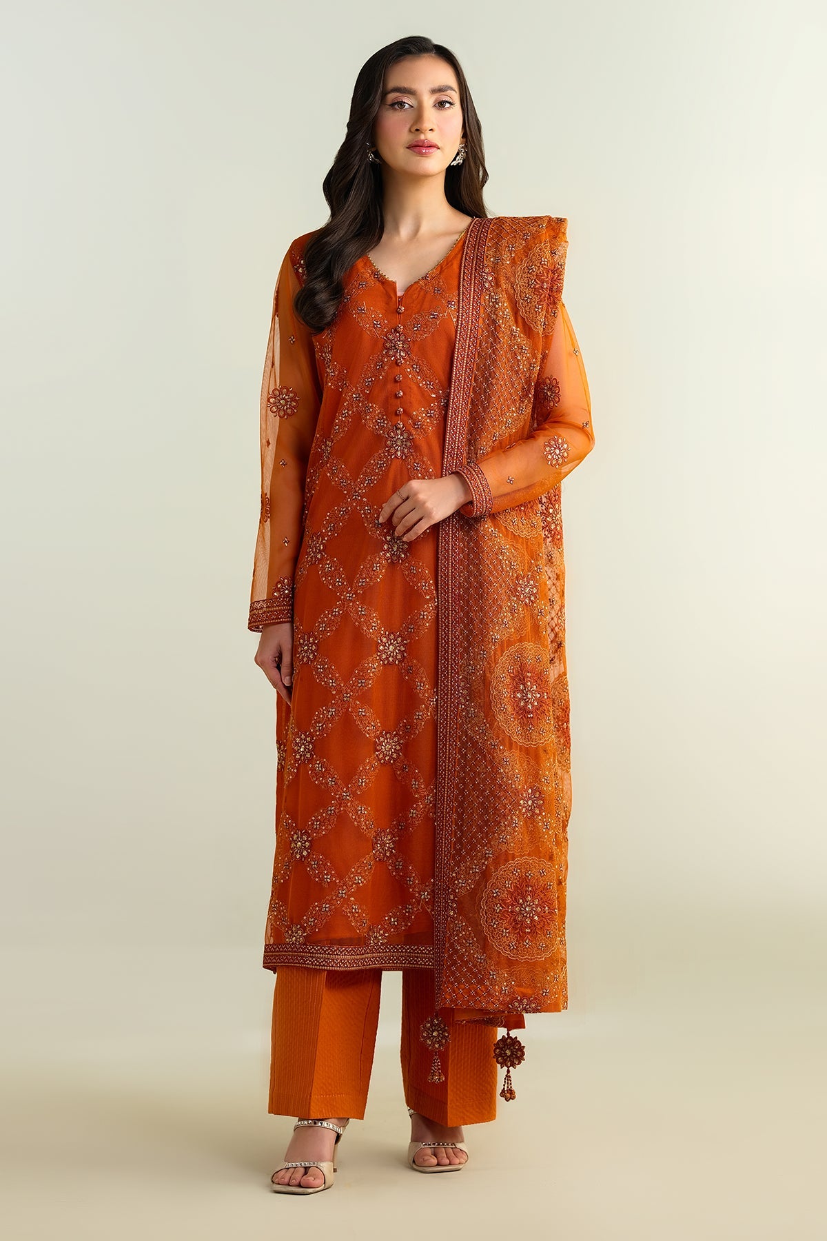 4 Piece - Embroidered Suit - E1669