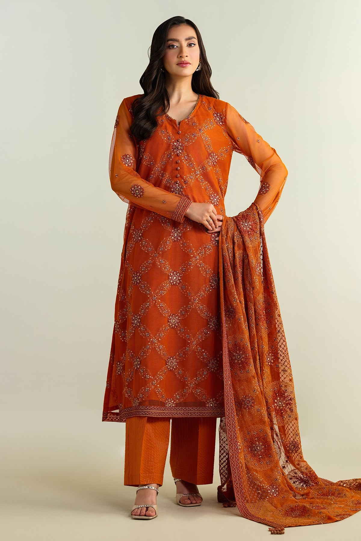 4 Piece - Embroidered Suit - E1669
