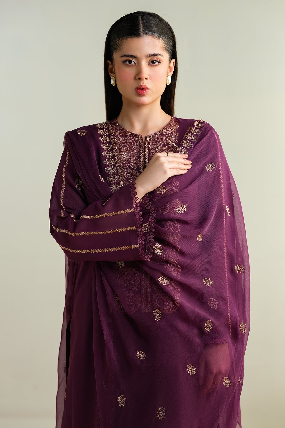 3 Piece - Embroidered Suit - E1695