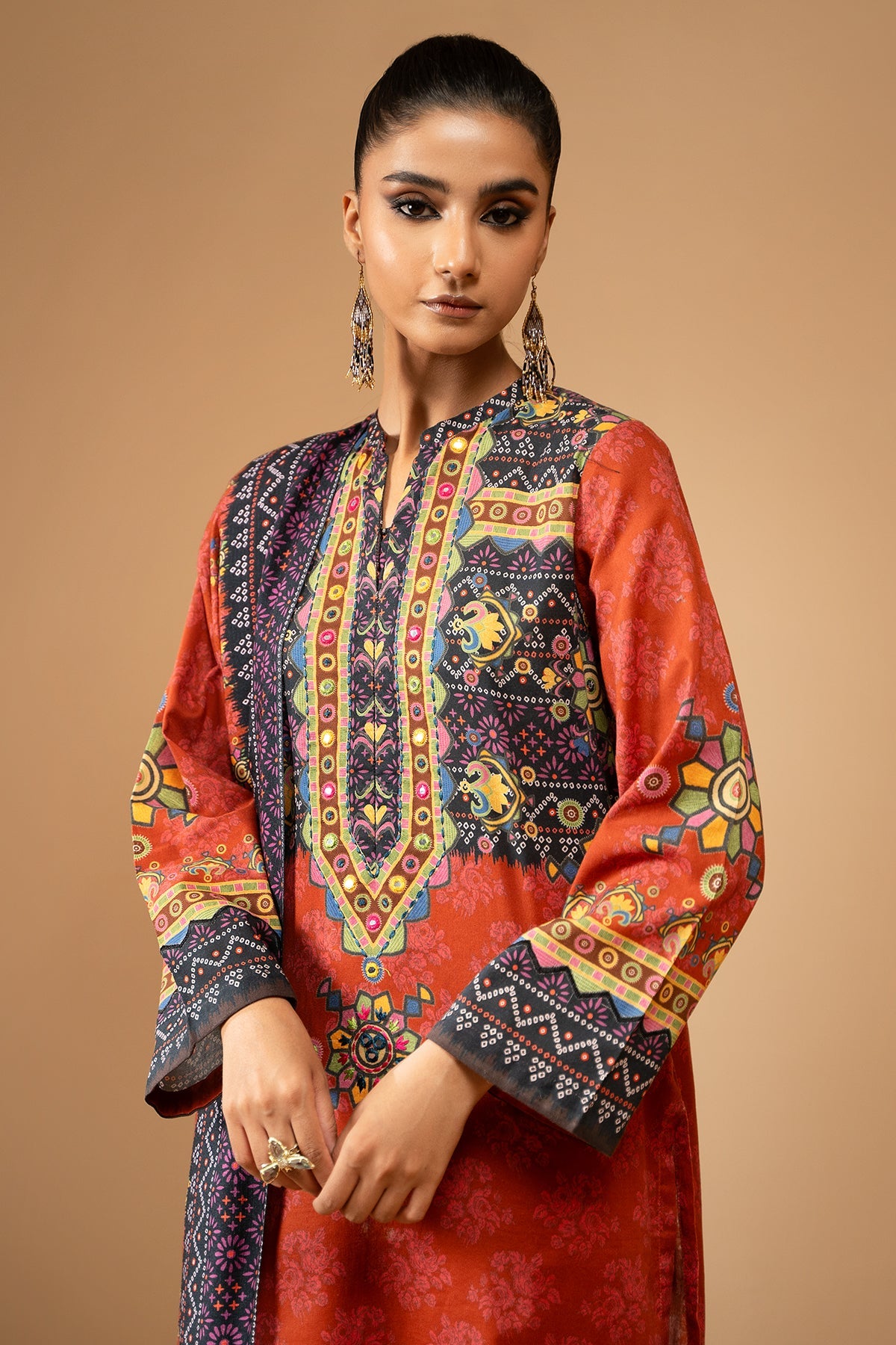 3 Piece - Printed Khaddar Suit