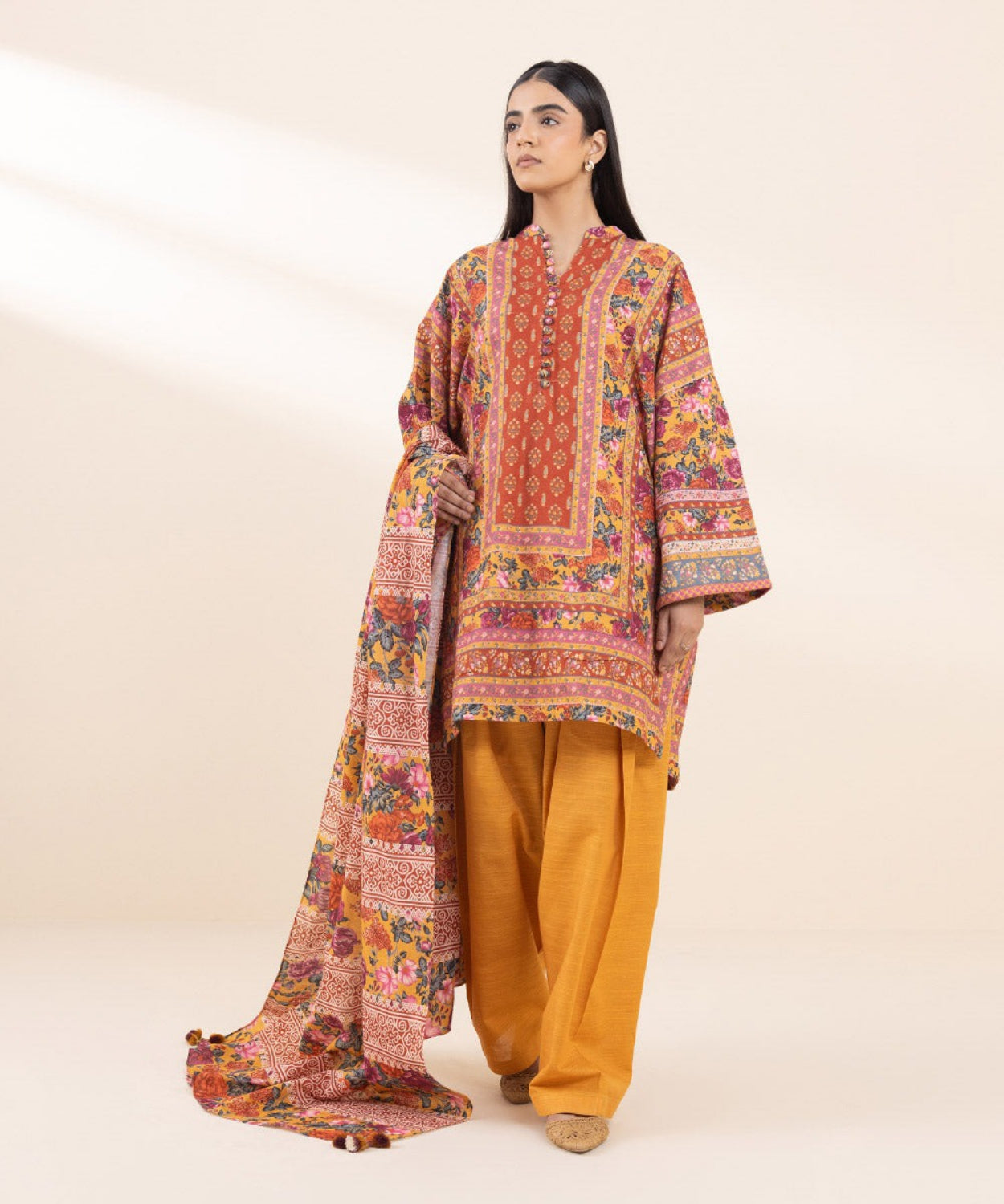 Printed Winter Khaddar Unstitched Suit.