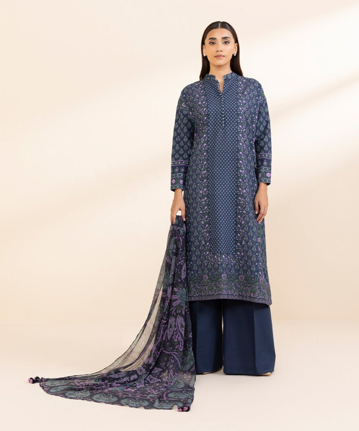 Printed Winter Khaddar Unstitched Suit.