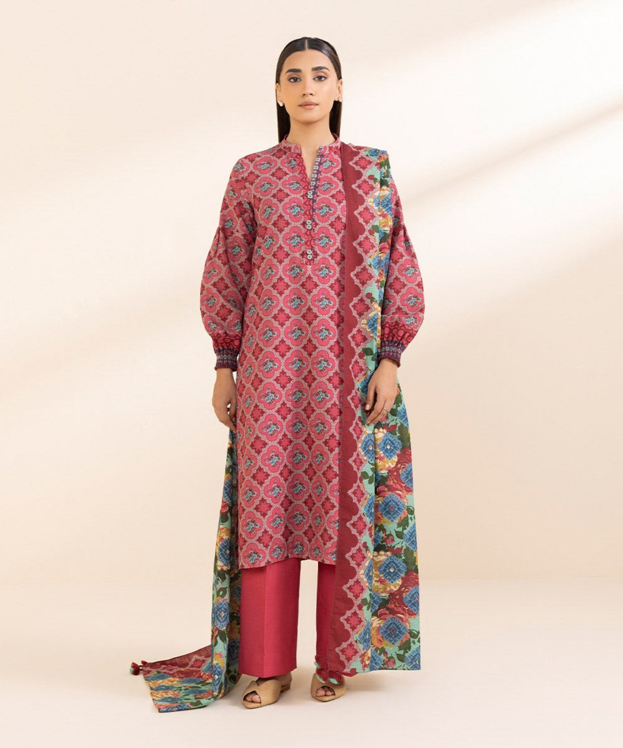 Printed Winter Khaddar Unstitched Suit.
