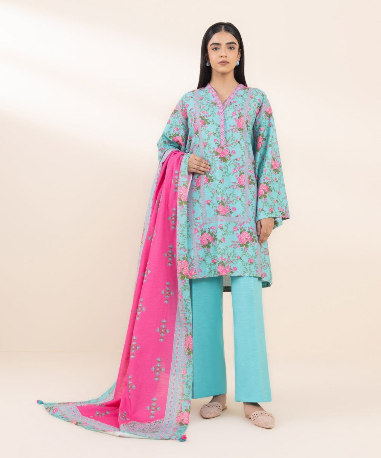 Printed Winter Khaddar Unstitched Suit.