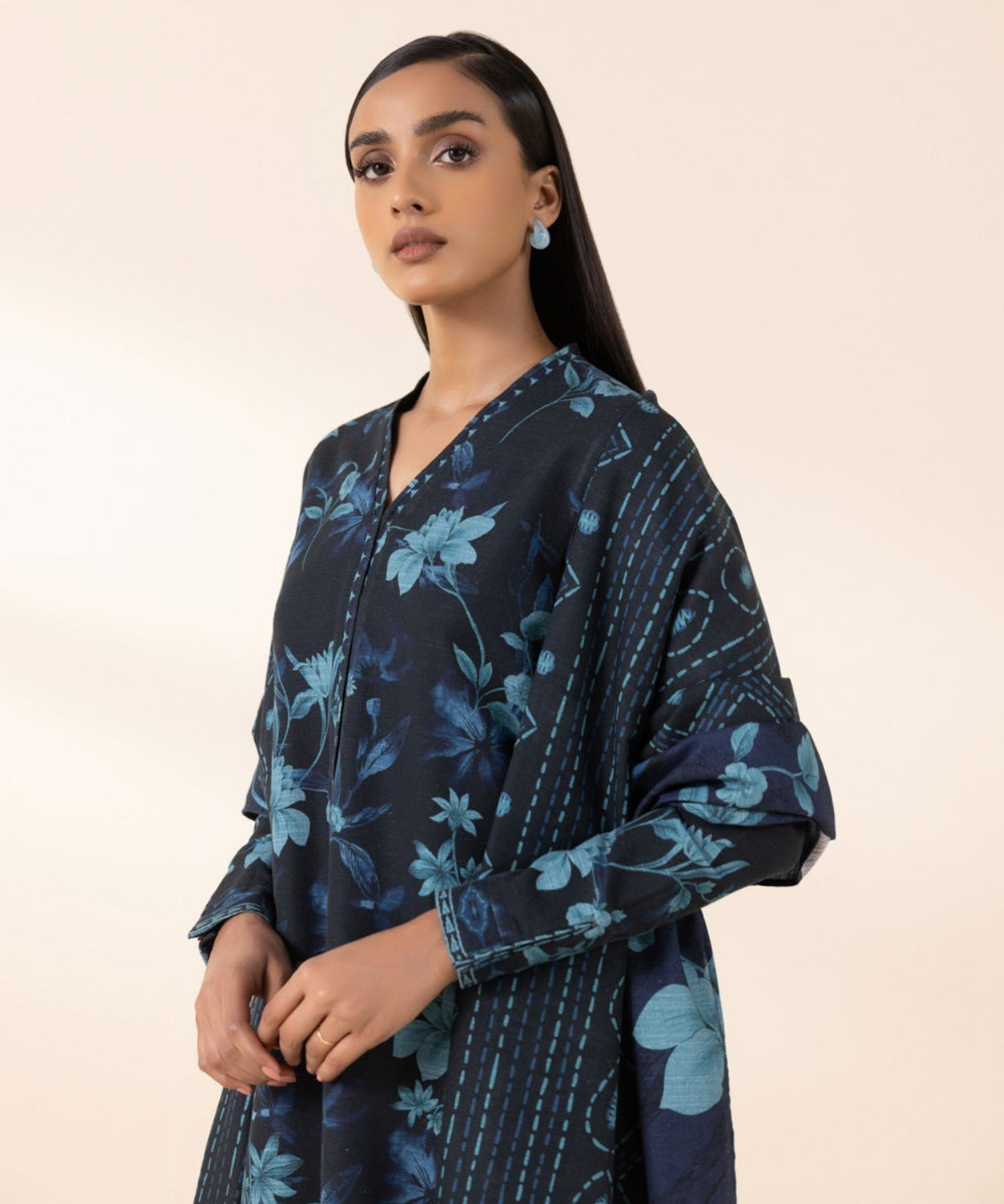 Printed Winter Khaddar Unstitched Suit.
