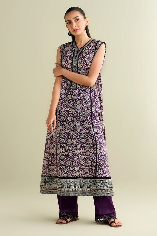 2 Piece - Printed Embroidered Suit - C6110