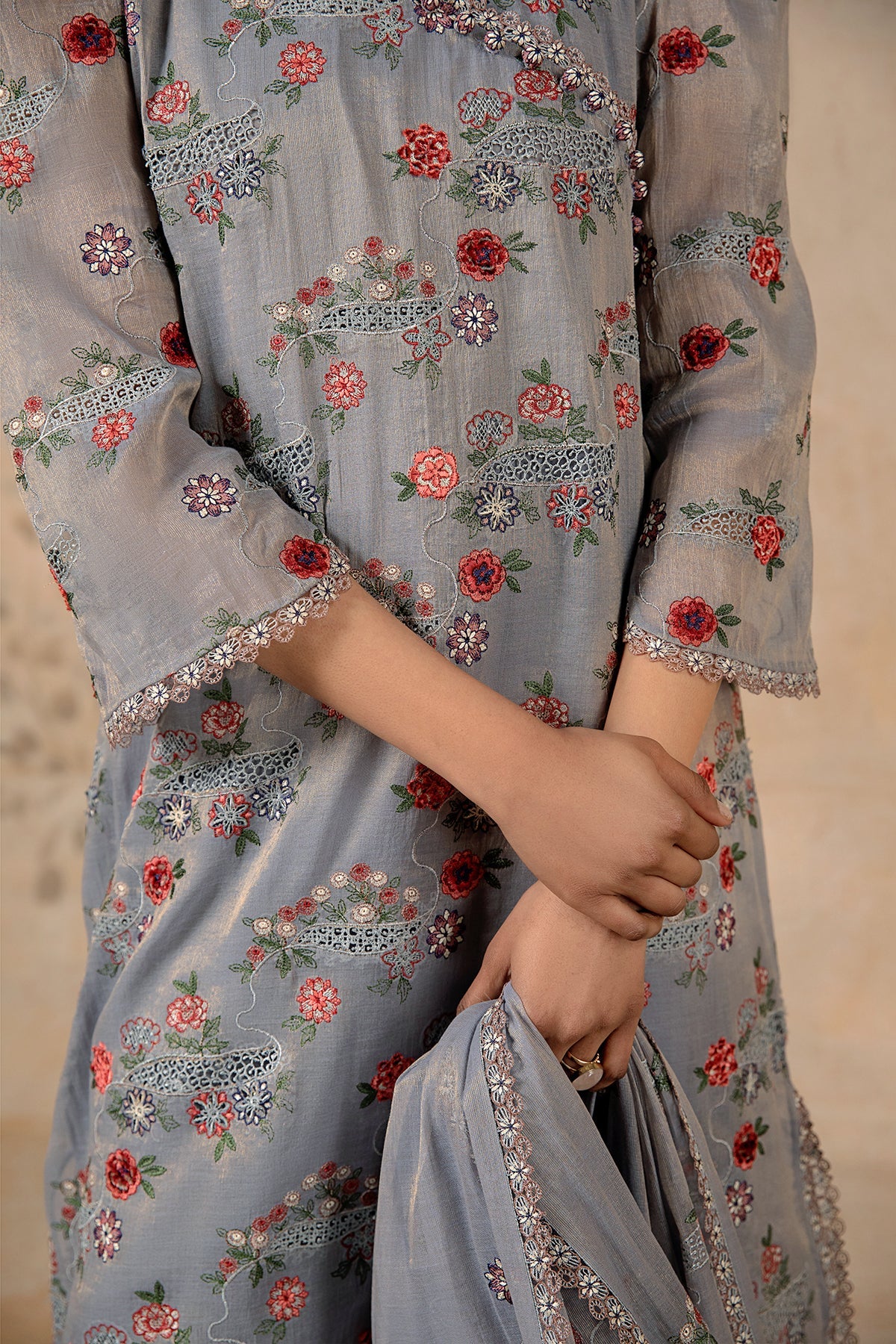 4 Piece -  Embroidered Suit - MC1601-1