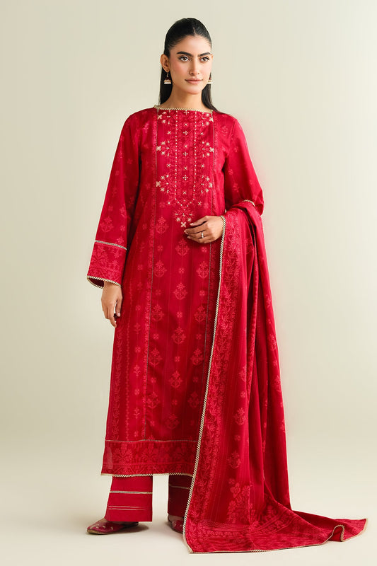3 Piece - Printed Embellished Suit - C6139