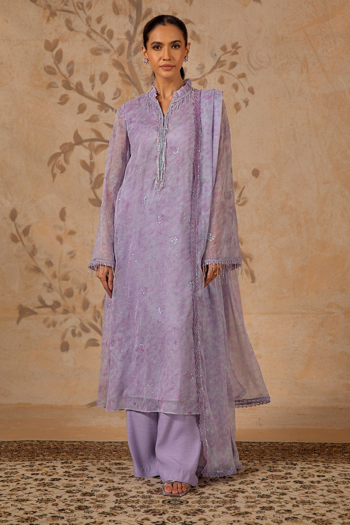 4 Piece - Printed & Embroidered Suit - MC1612-2