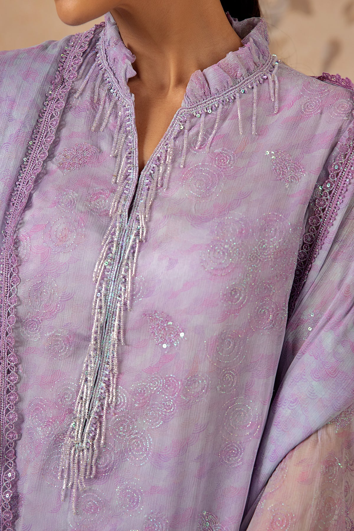 4 Piece - Printed & Embroidered Suit - MC1612-2