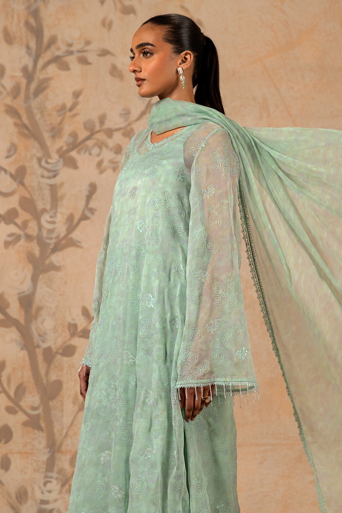 4 Piece - Printed & Embroidered Suit - MC1612-1