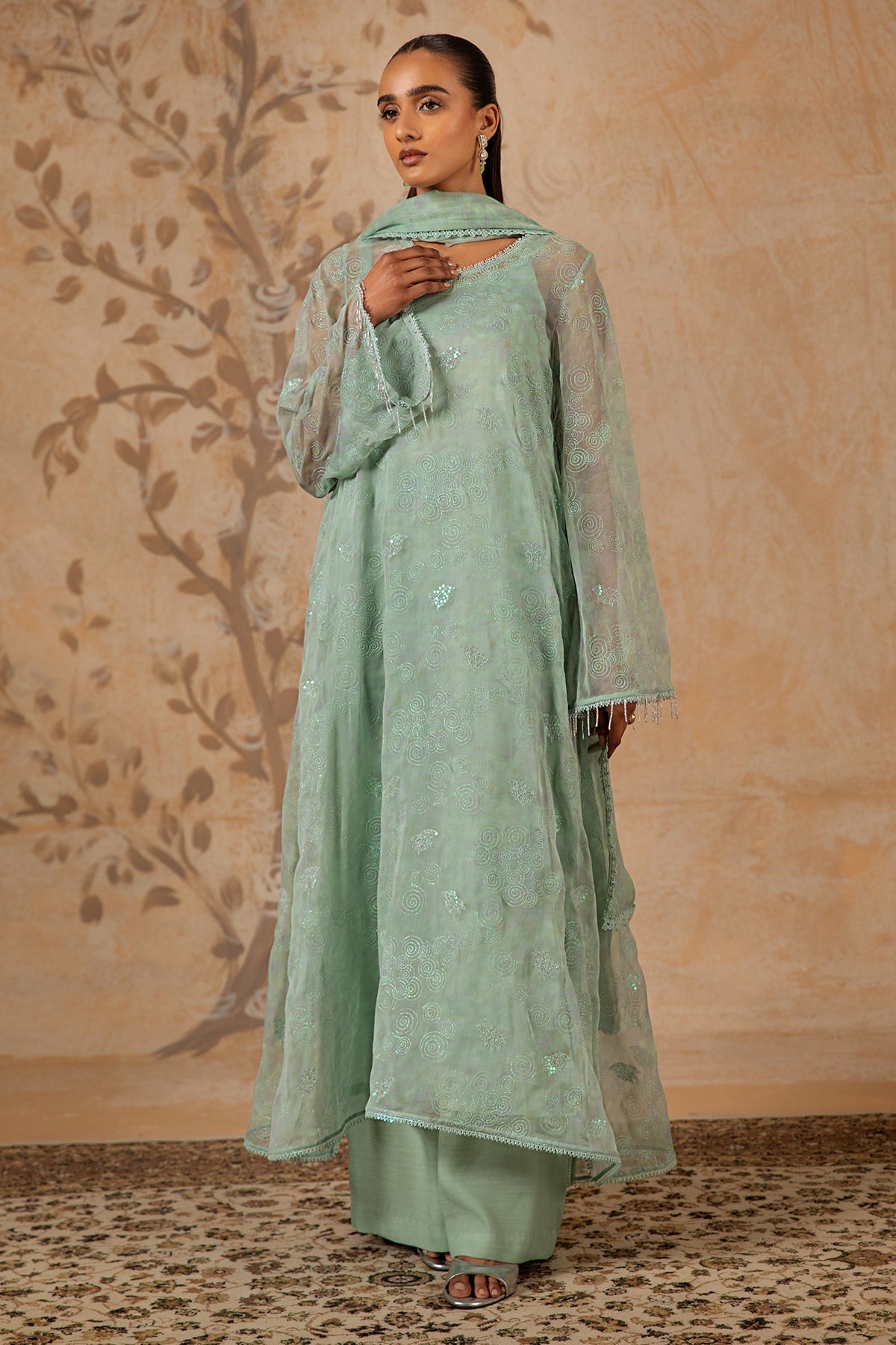 4 Piece - Printed & Embroidered Suit - MC1612-1