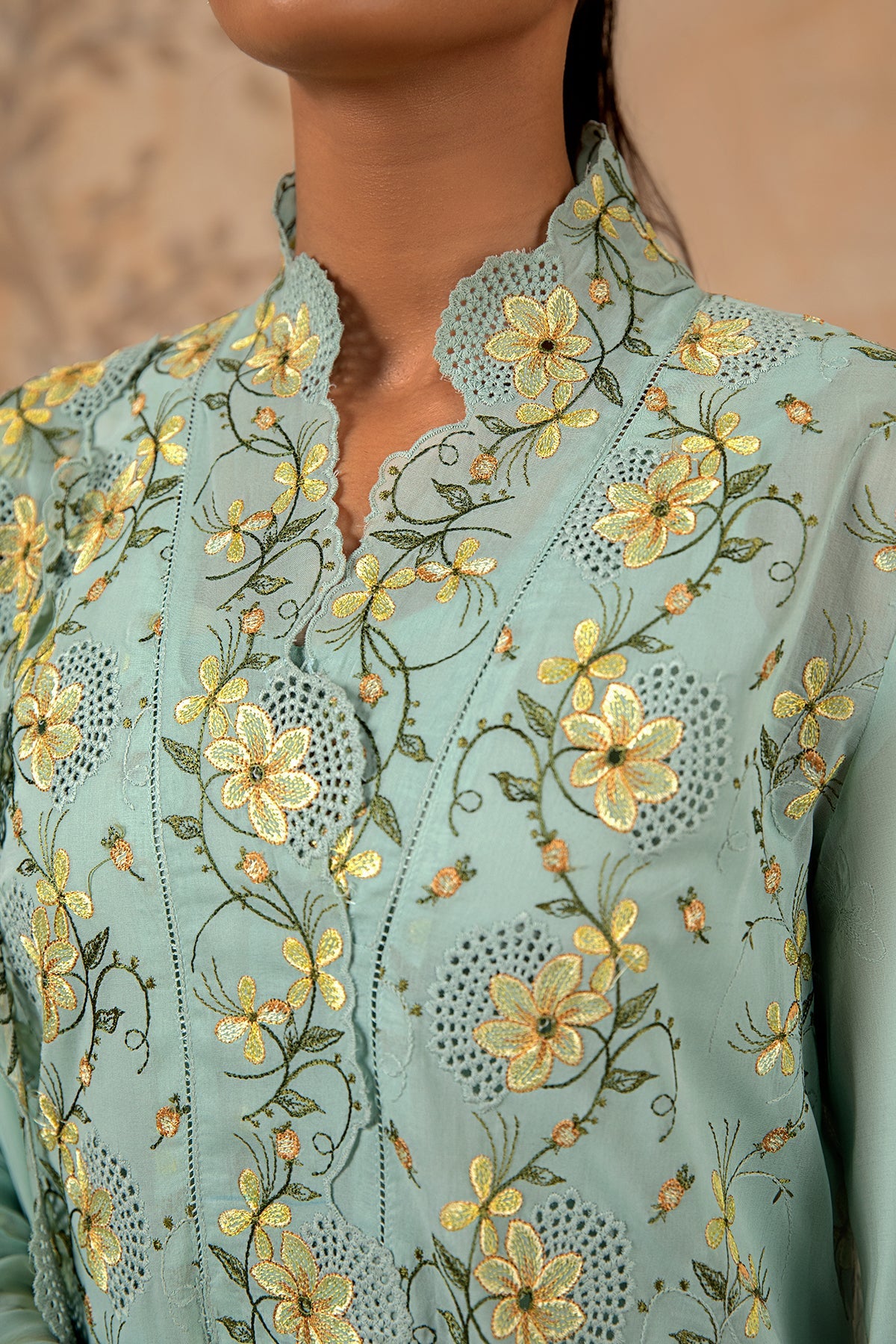 4 Piece - Premium Pure Voile Embroidered Suit - MC1611
