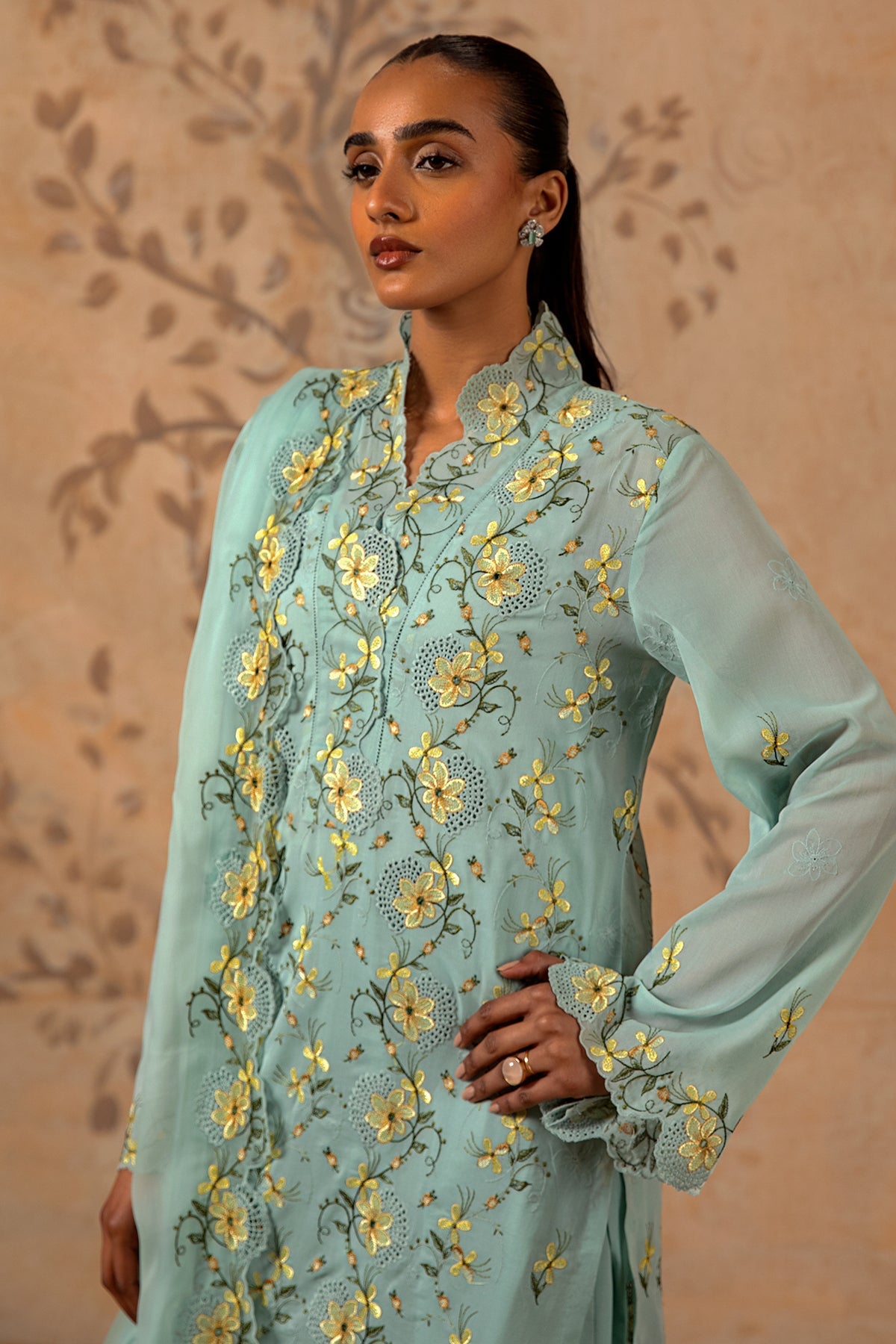 4 Piece - Premium Pure Voile Embroidered Suit - MC1611