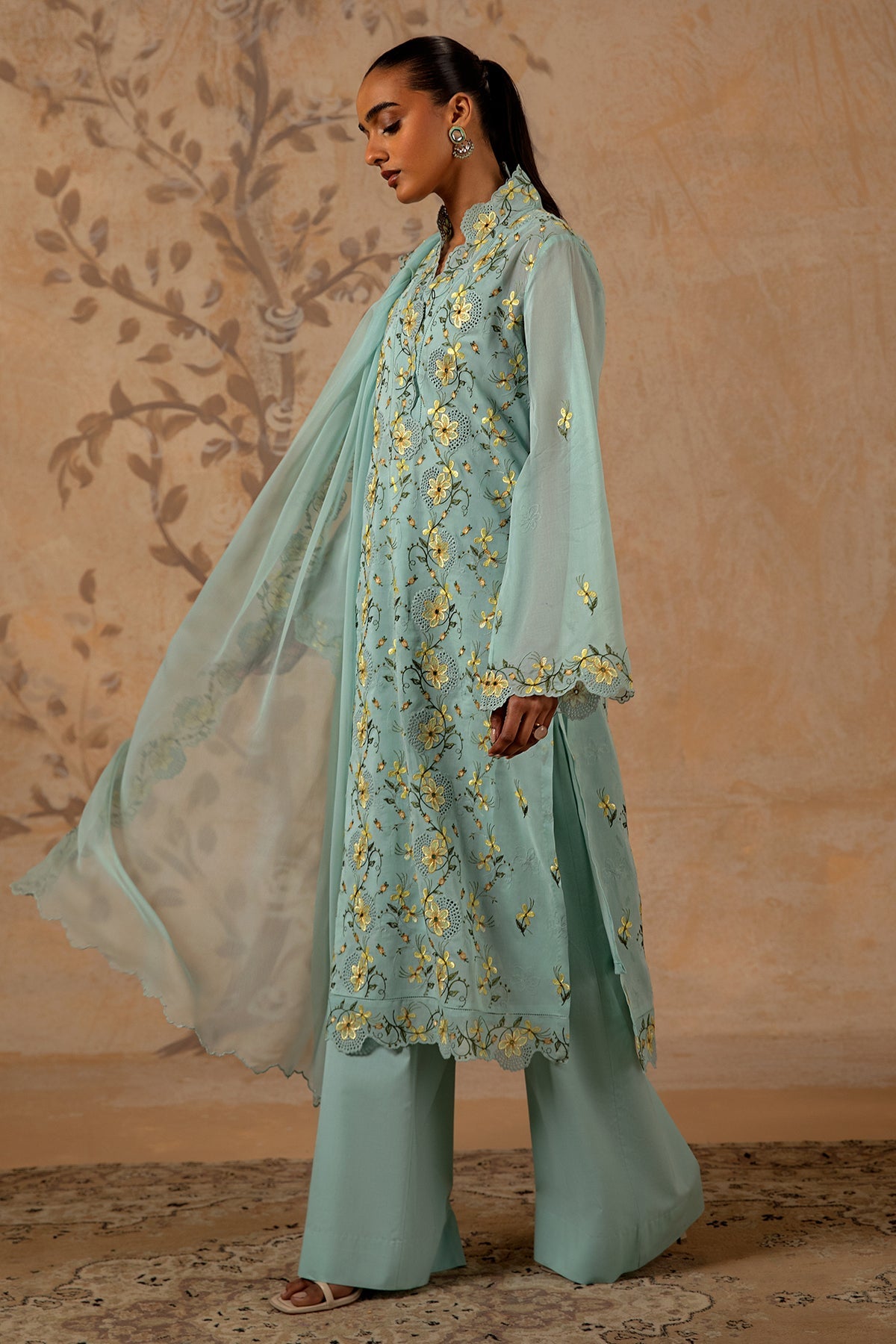 4 Piece - Premium Pure Voile Embroidered Suit - MC1611