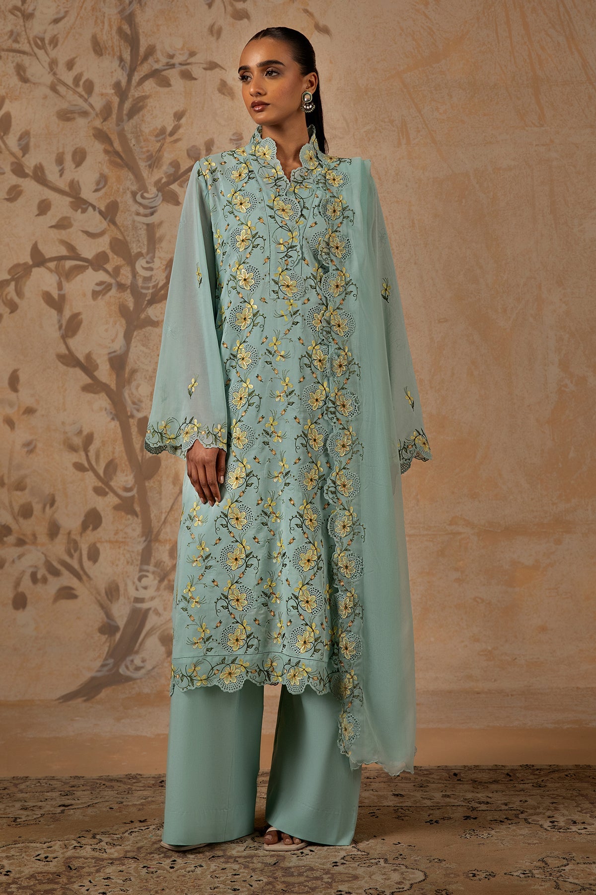 4 Piece - Premium Pure Voile Embroidered Suit - MC1611