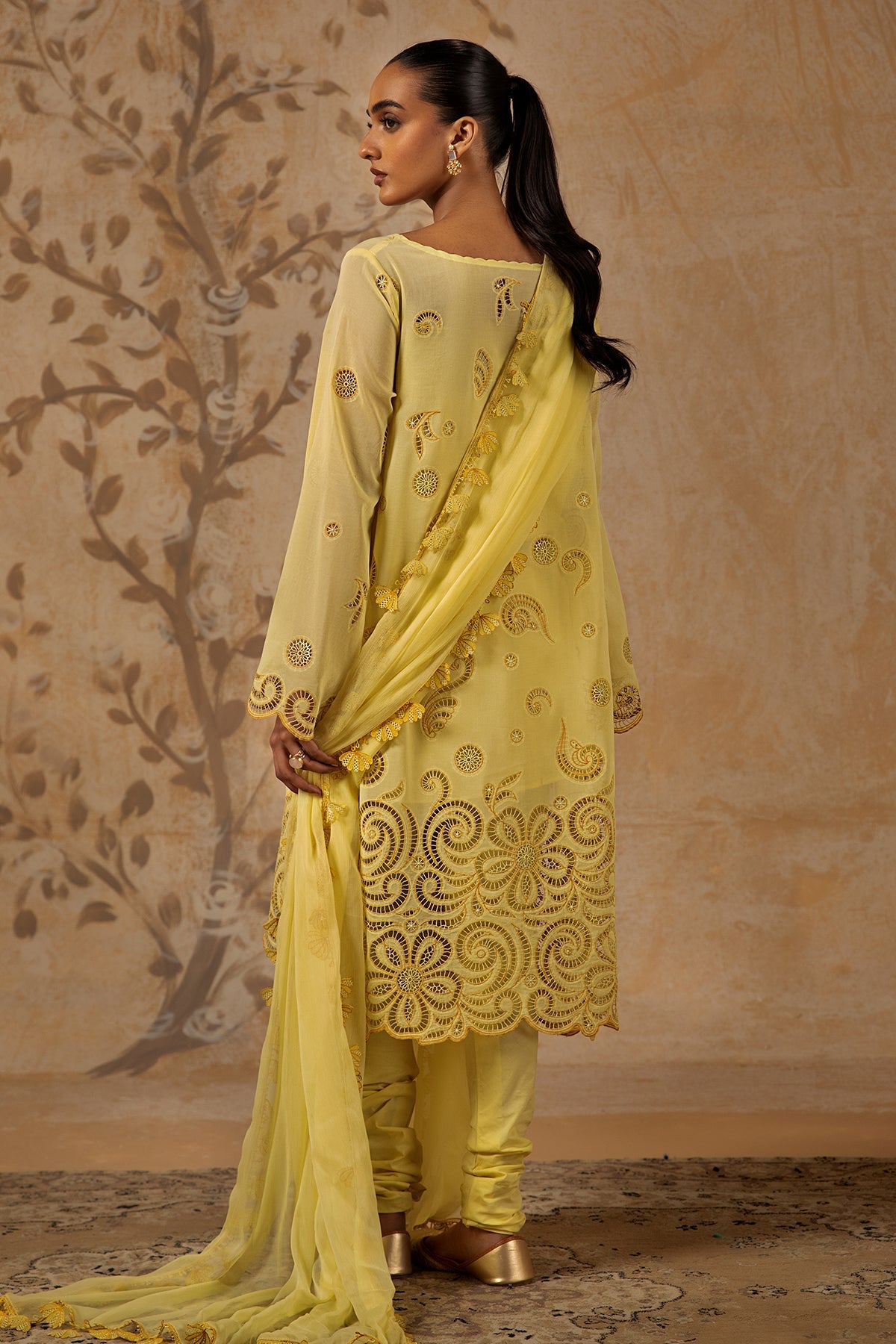 4 Piece - Premium Pure Voile Embroidered Suit - MC1608-2