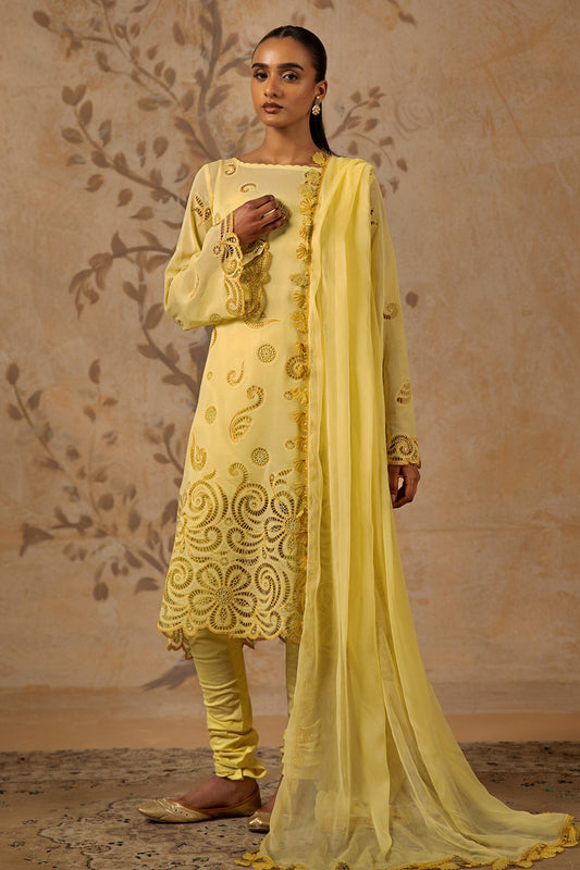 4 Piece - Premium Pure Voile Embroidered Suit - MC1608-2